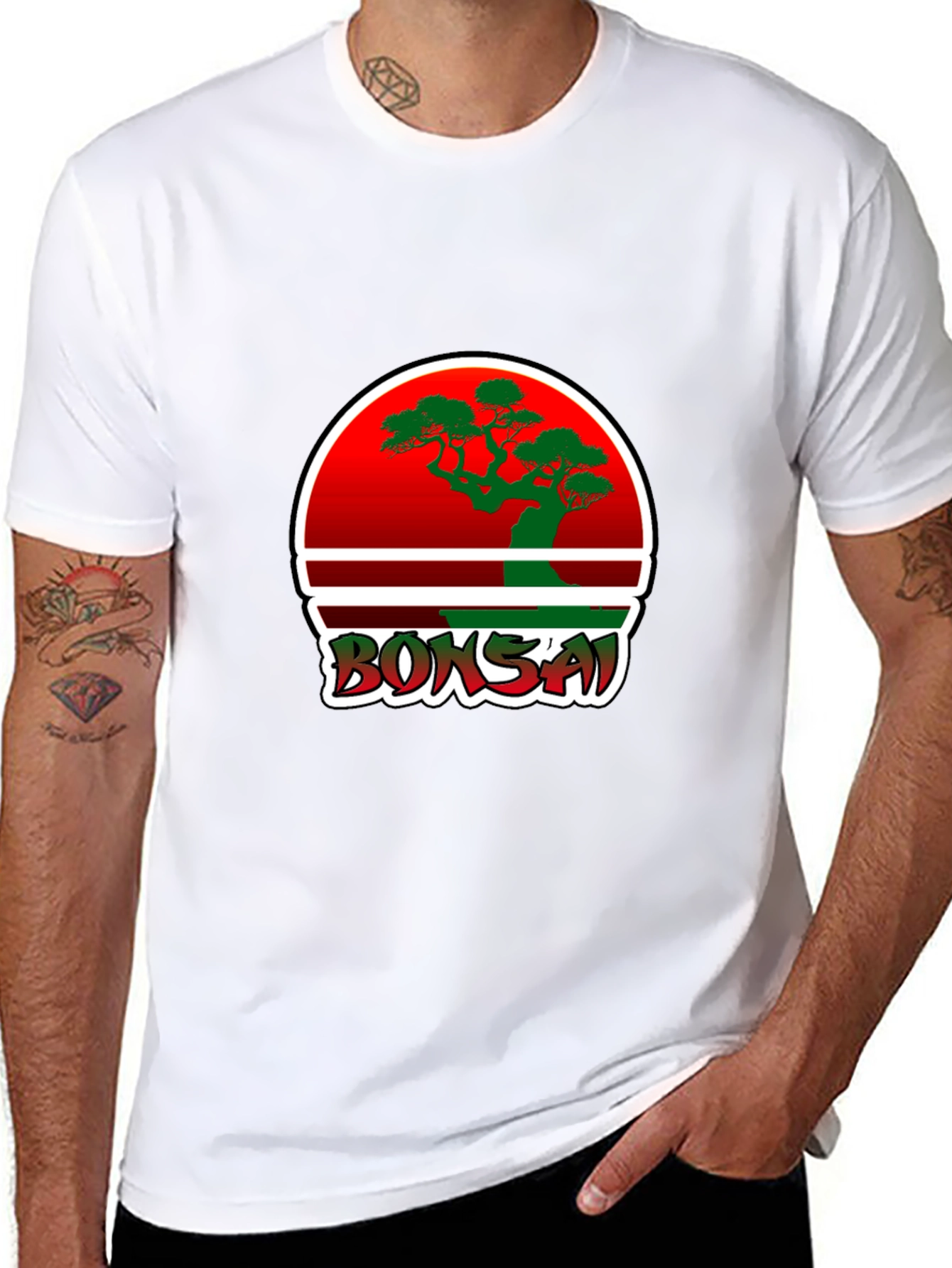 Bonsai Graphic Tee - Red Circle Bonsai Design
