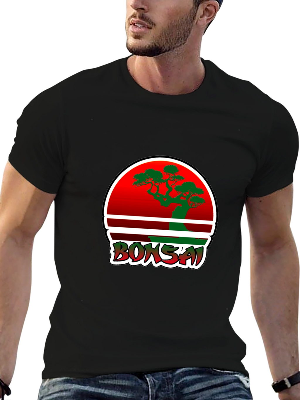 Bonsai Graphic Tee - Red Circle Bonsai Design