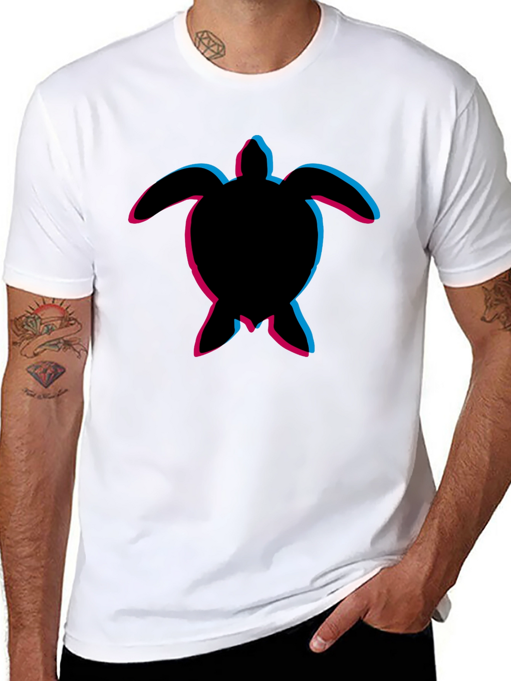 Mens Black Turtle Graphic T-Shirt