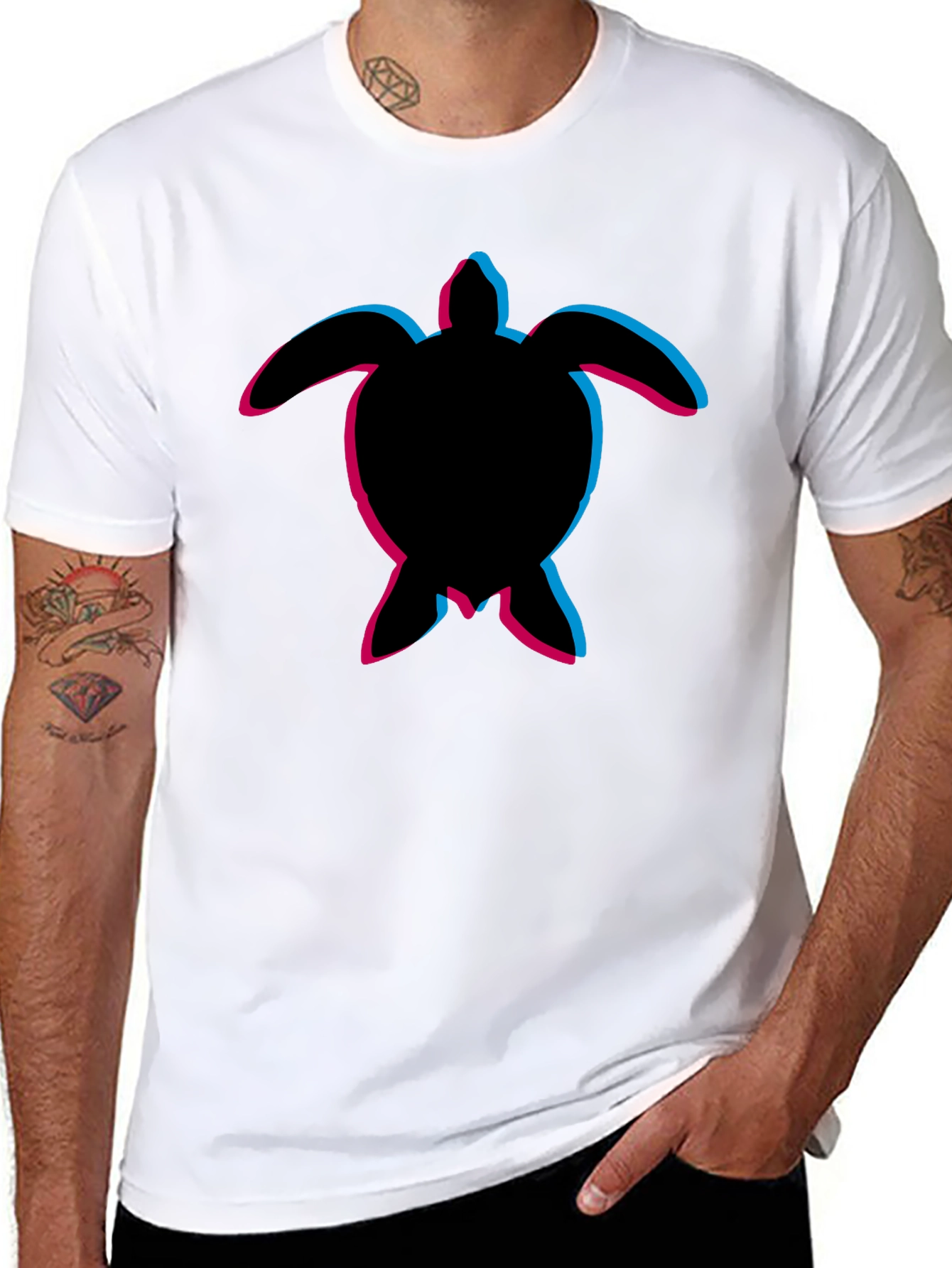 Mens Black Turtle Graphic T-Shirt