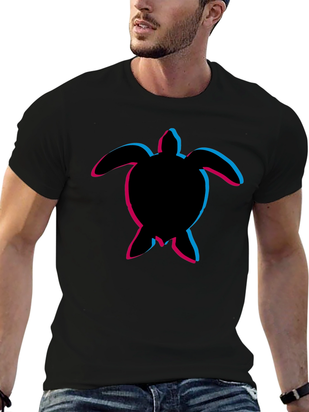 Mens Black Turtle Graphic T-Shirt