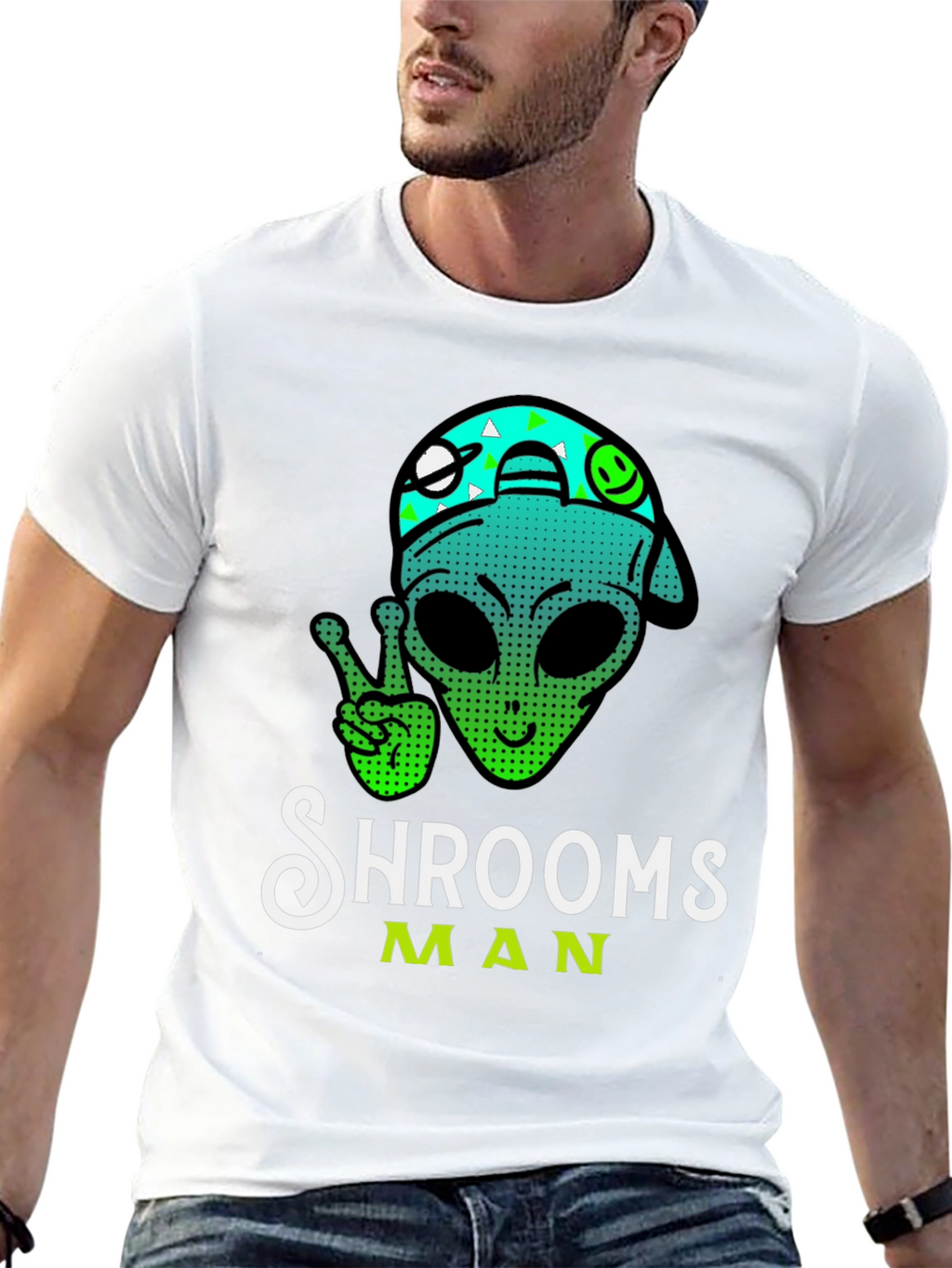 Shrooms Man Alien Graphic Tee