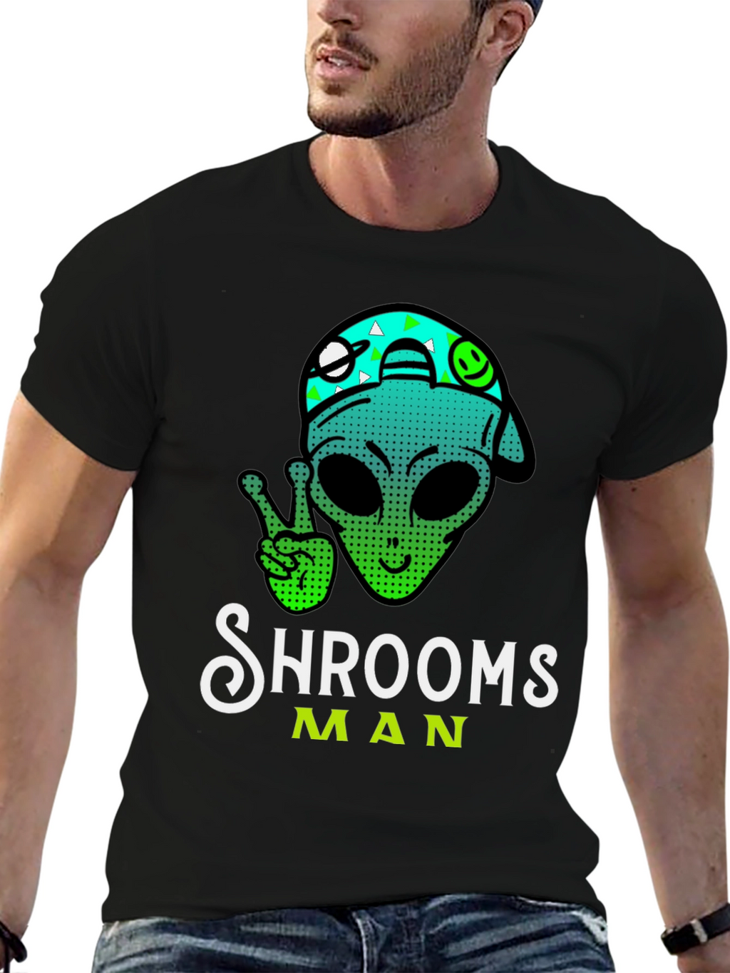 Shrooms Man Alien Graphic Tee