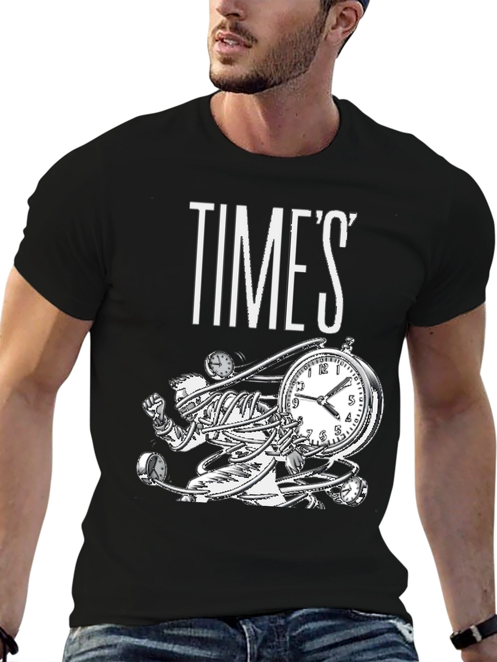 Time Warp Graphic Tee - Black Cotton T-Shirt
