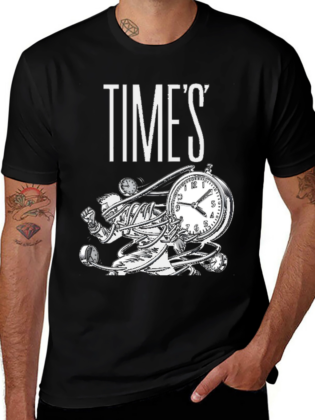 Time Warp Graphic Tee - Black Cotton T-Shirt
