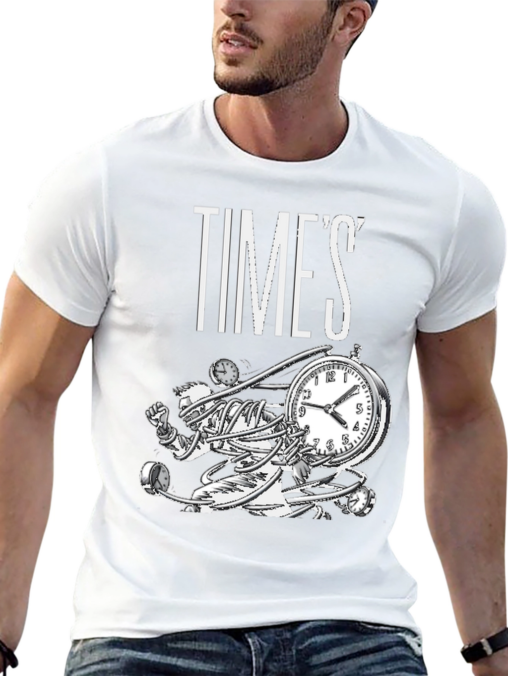 Time Warp Graphic Tee - Black Cotton T-Shirt