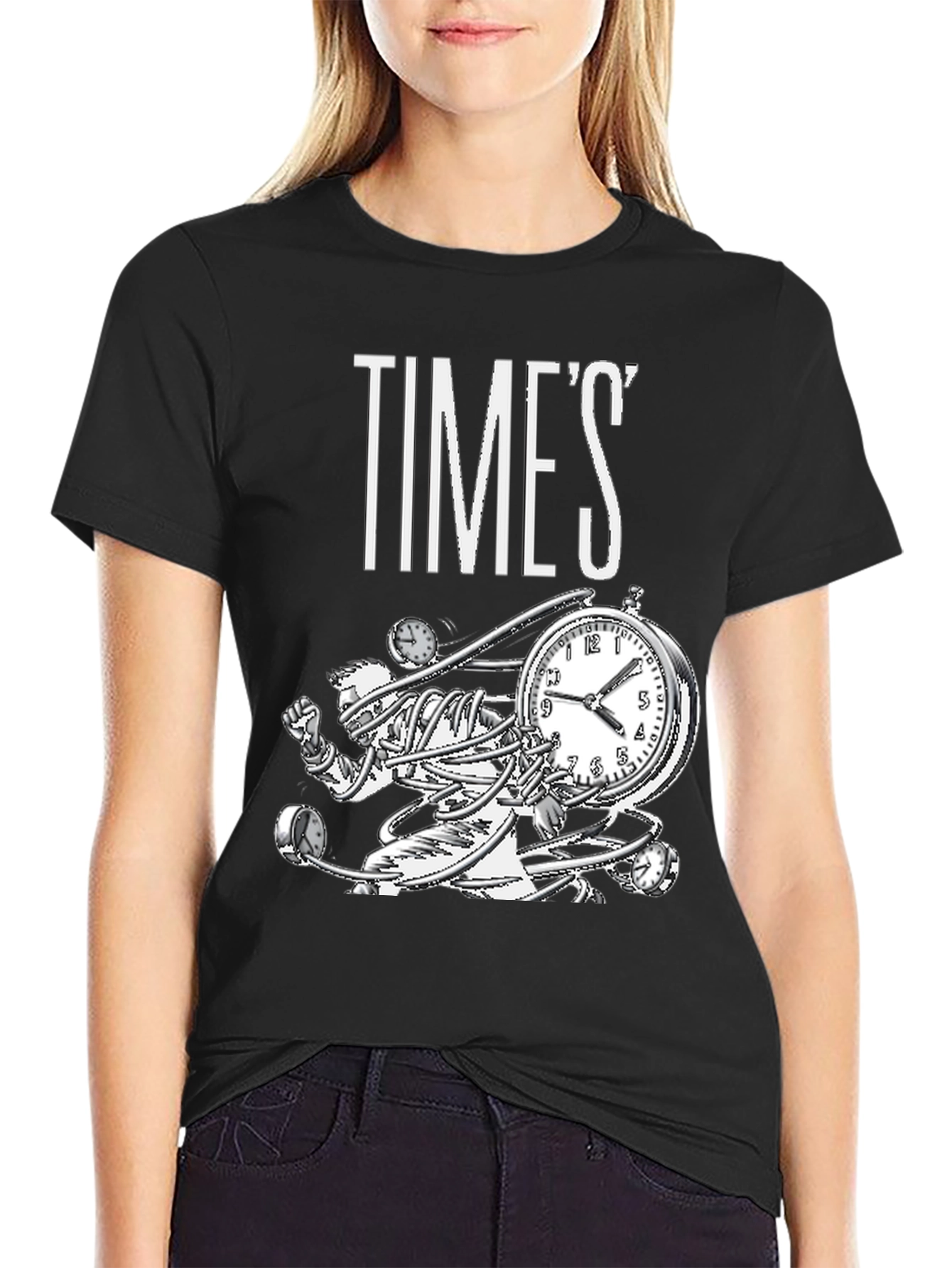 Time Warp Graphic Tee - Black Cotton T-Shirt