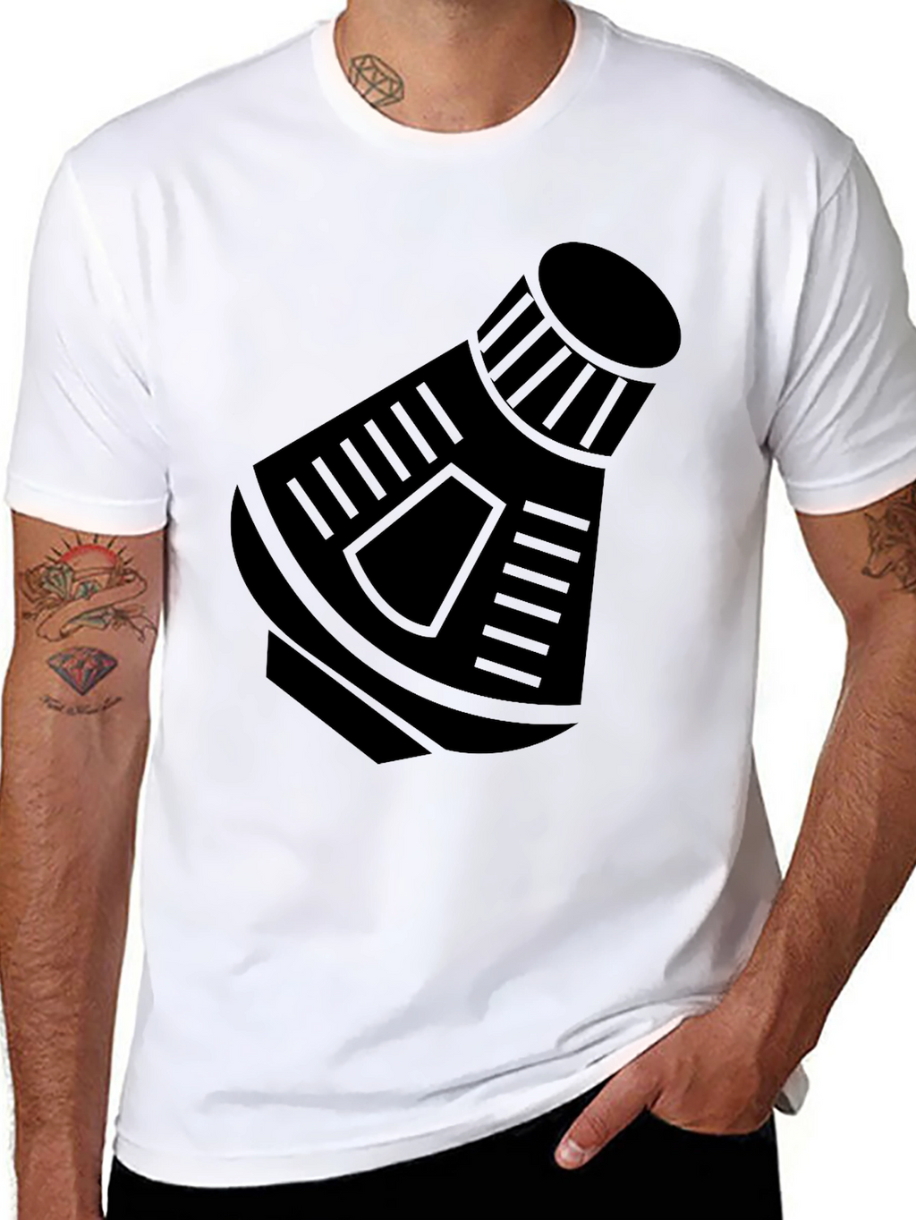 Space Capsule Graphic T-Shirt - Black Crew Neck Tee