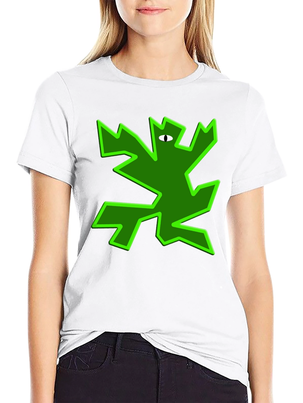 Abstract Green Creature Graphic T-Shirt