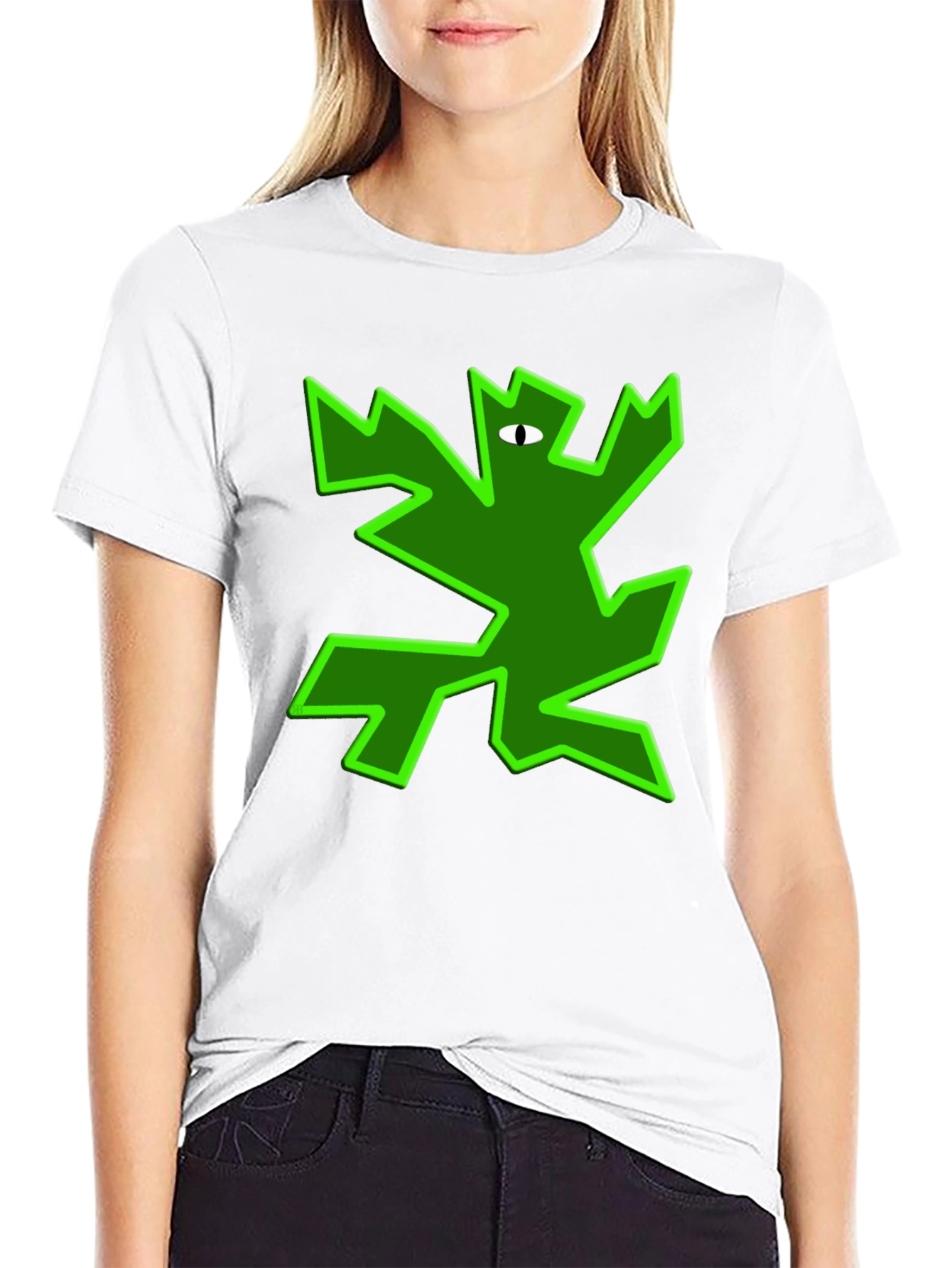 Abstract Green Creature Graphic T-Shirt