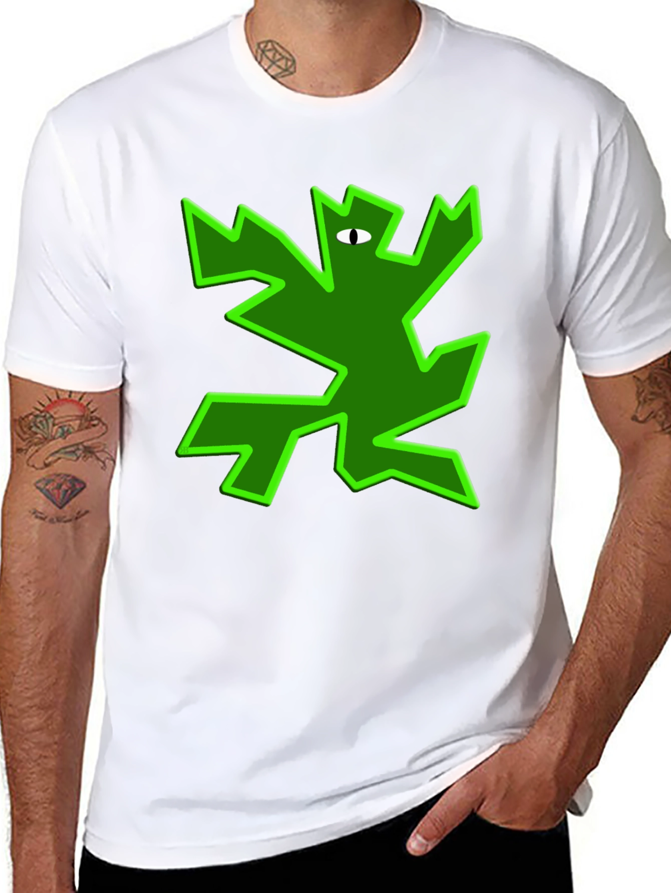 Abstract Green Creature Graphic T-Shirt