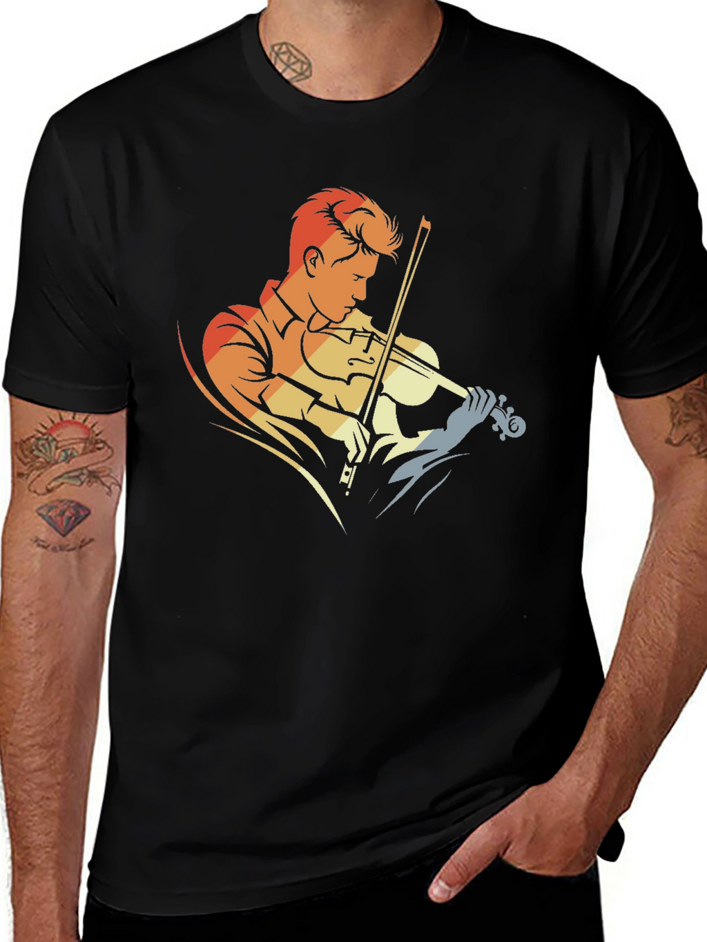 Violinist Graphic T-Shirt - Retro Style