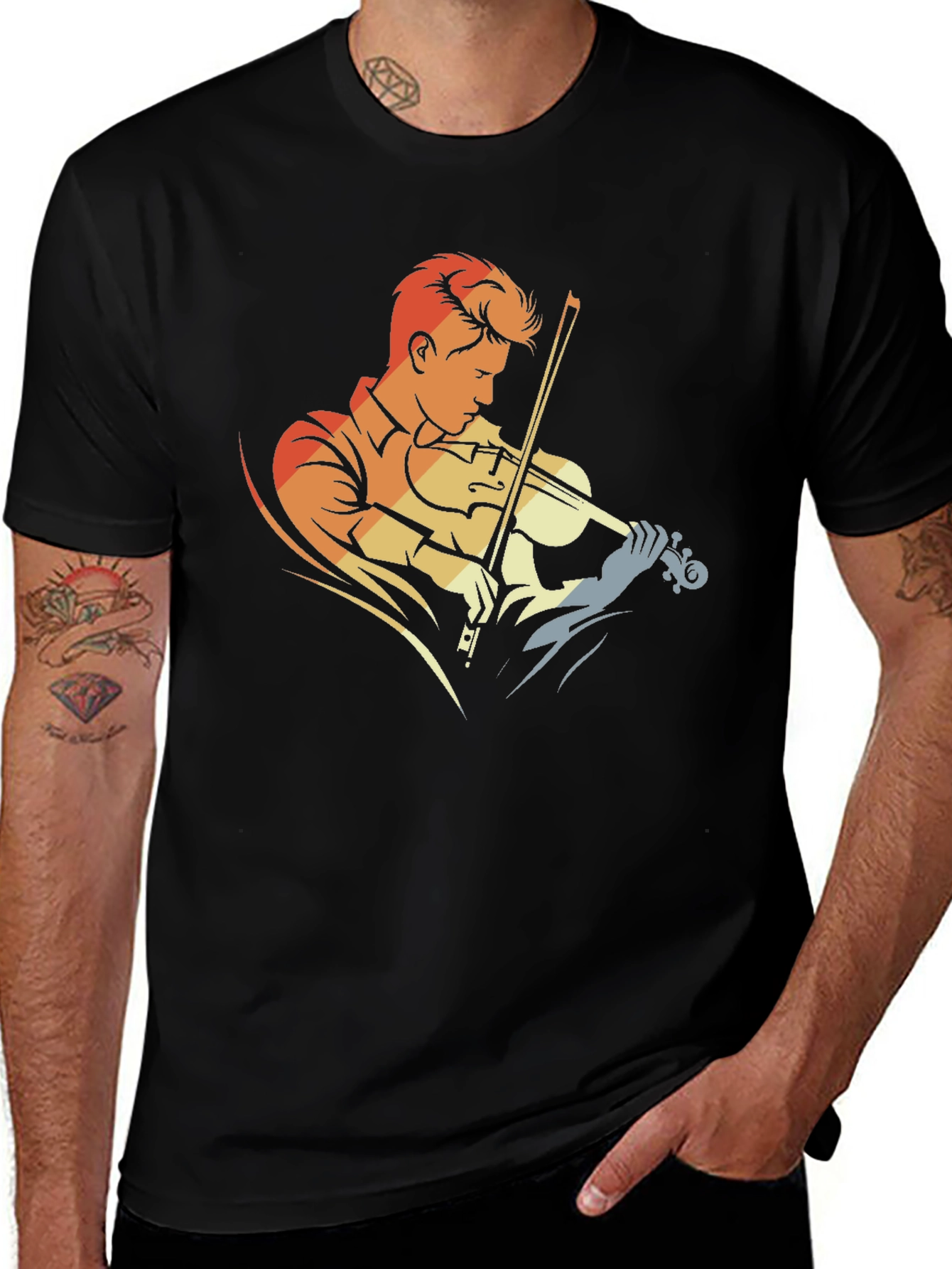 Violinist Graphic T-Shirt - Retro Style