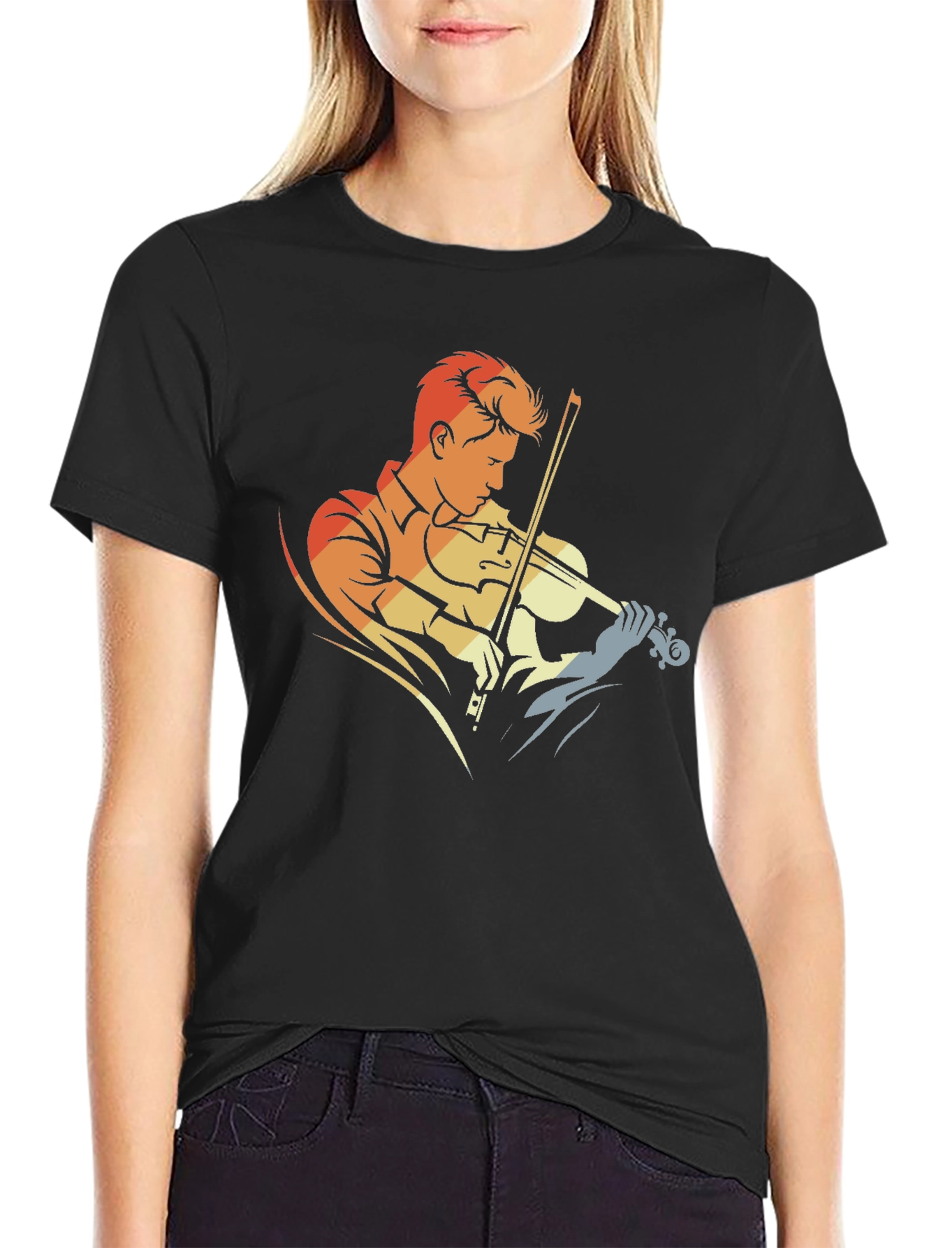 Violinist Graphic T-Shirt - Retro Style