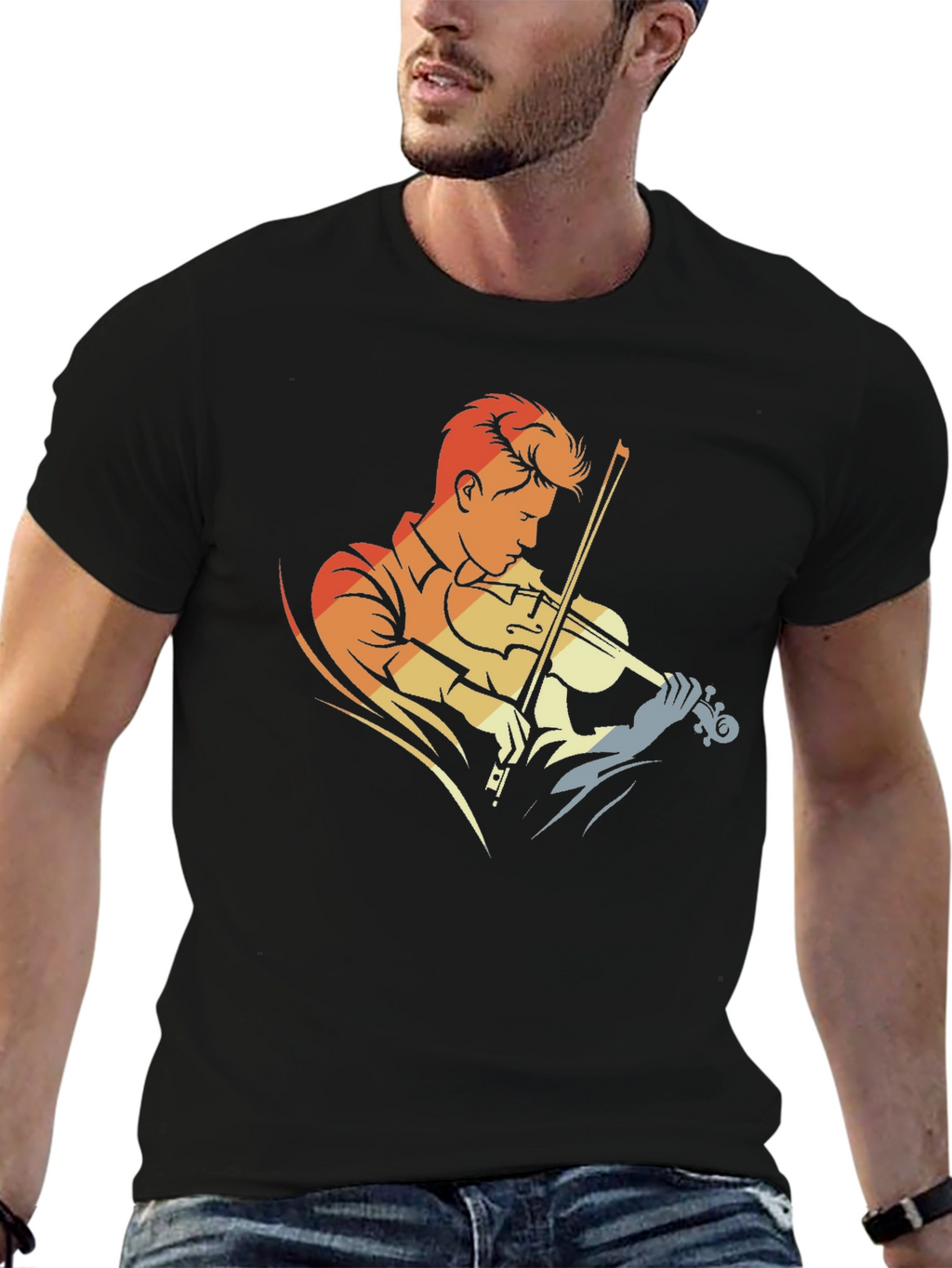 Violinist Graphic T-Shirt - Retro Style