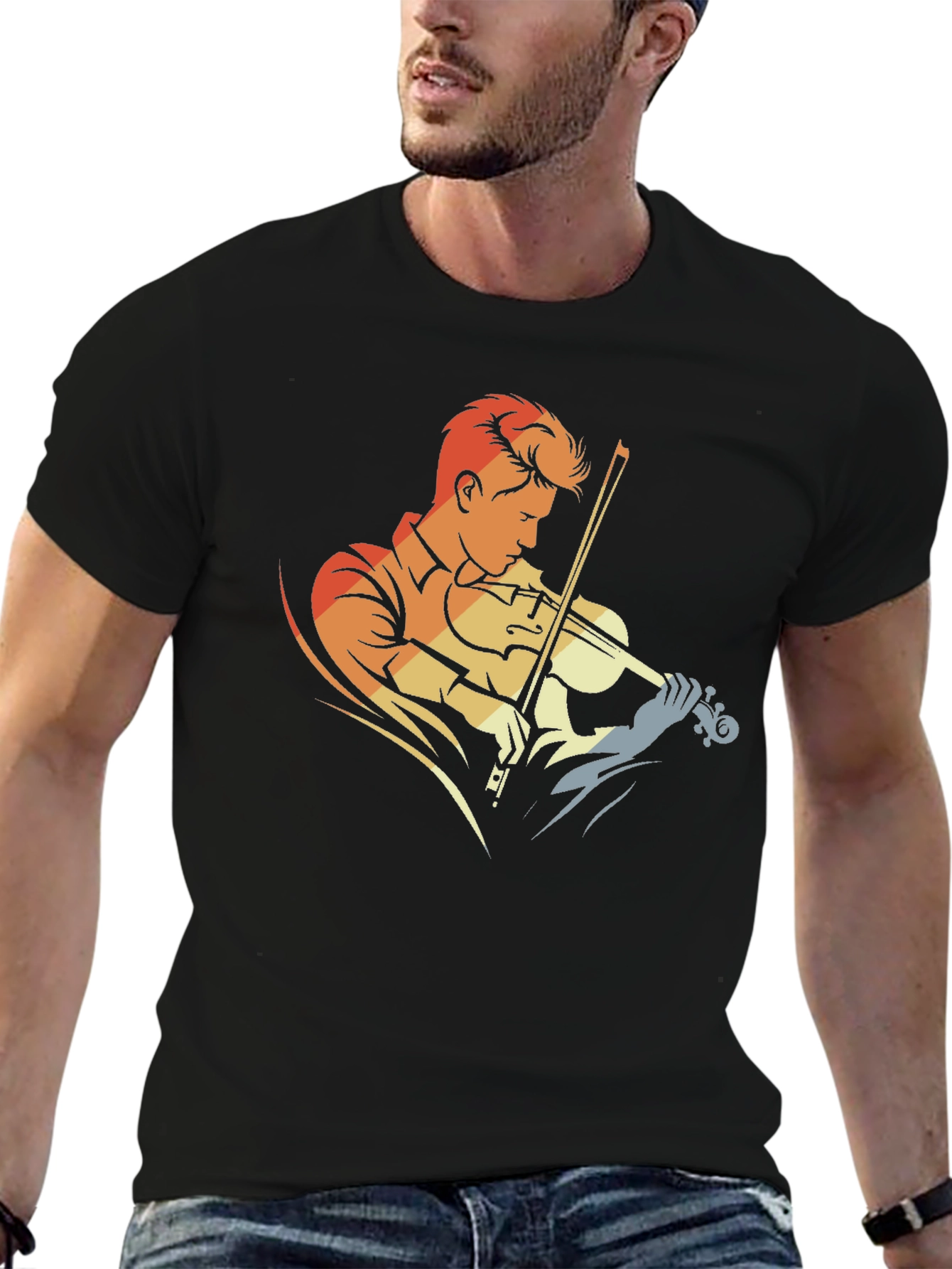 Violinist Graphic T-Shirt - Retro Style