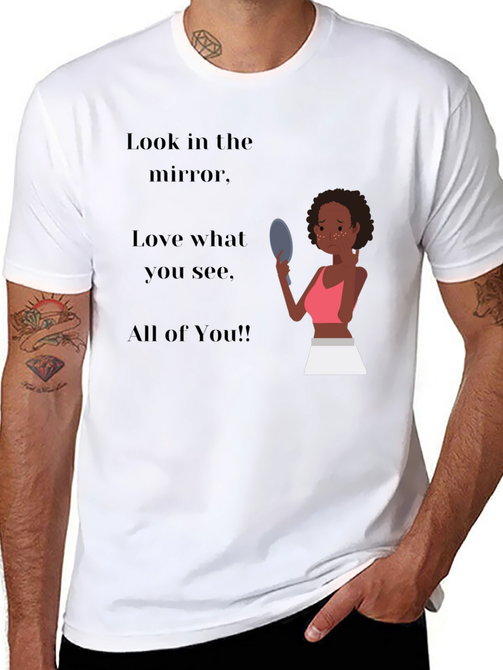 Empowering Black T-Shirt: Love the Mirror You See