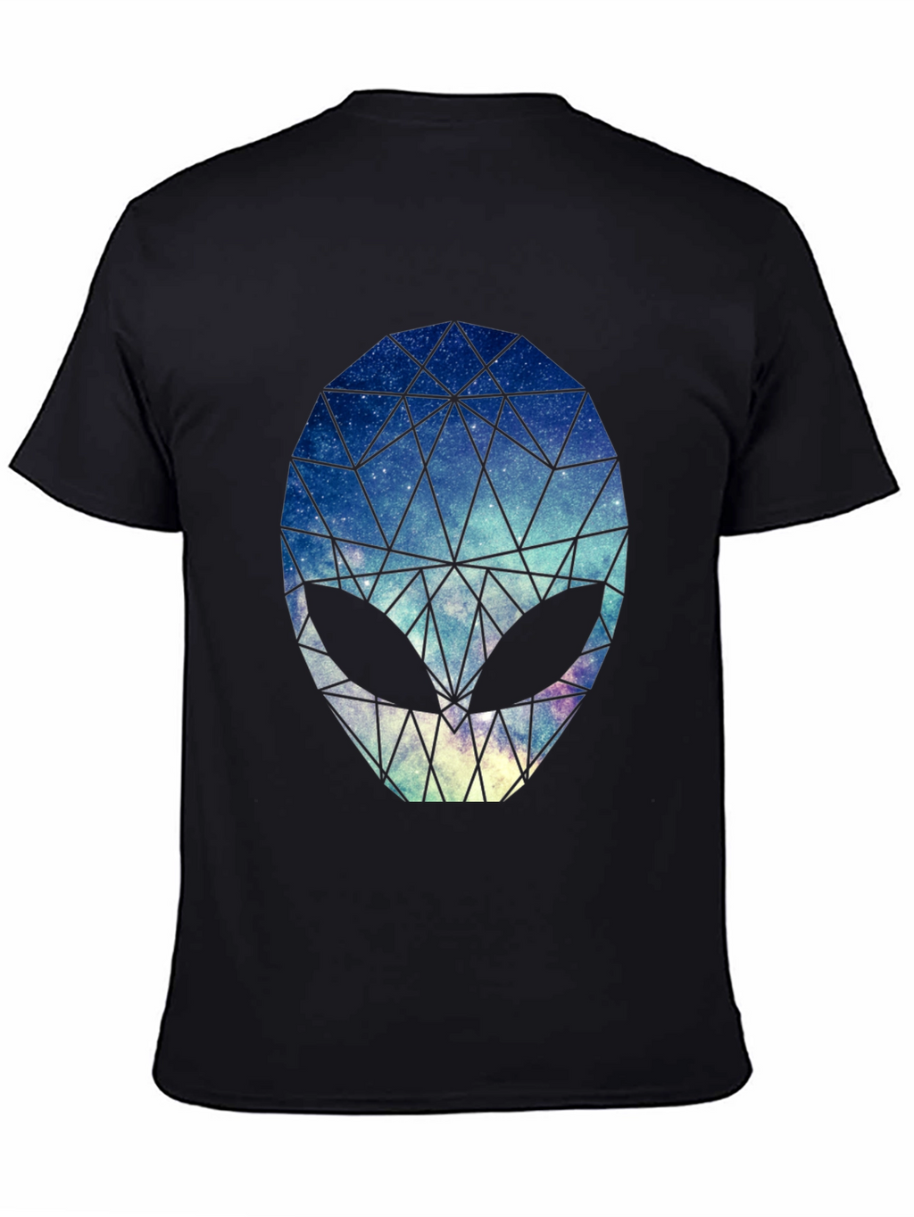 Geometric Alien Head Graphic Black T-Shirt