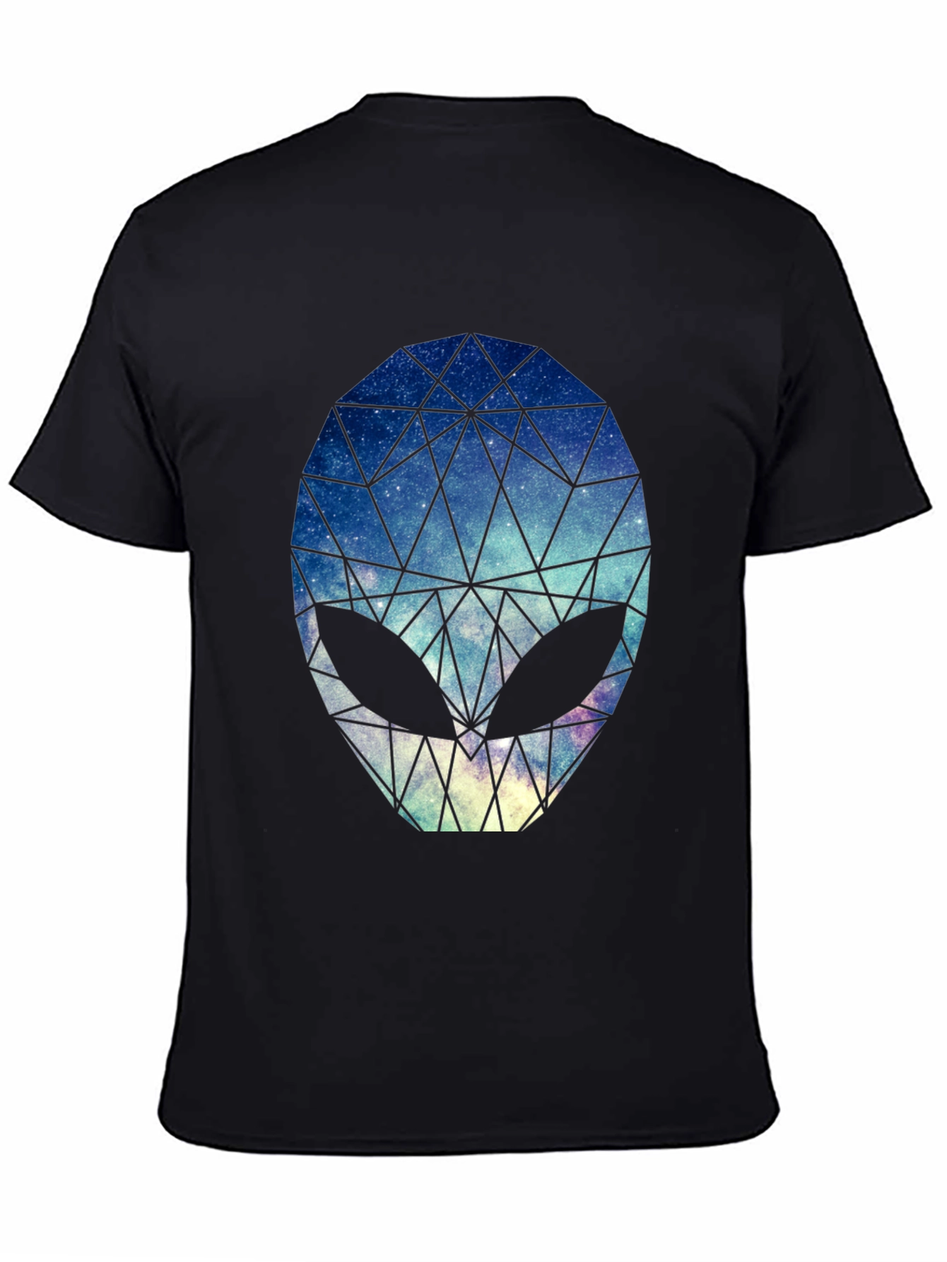 Geometric Alien Head Graphic Black T-Shirt