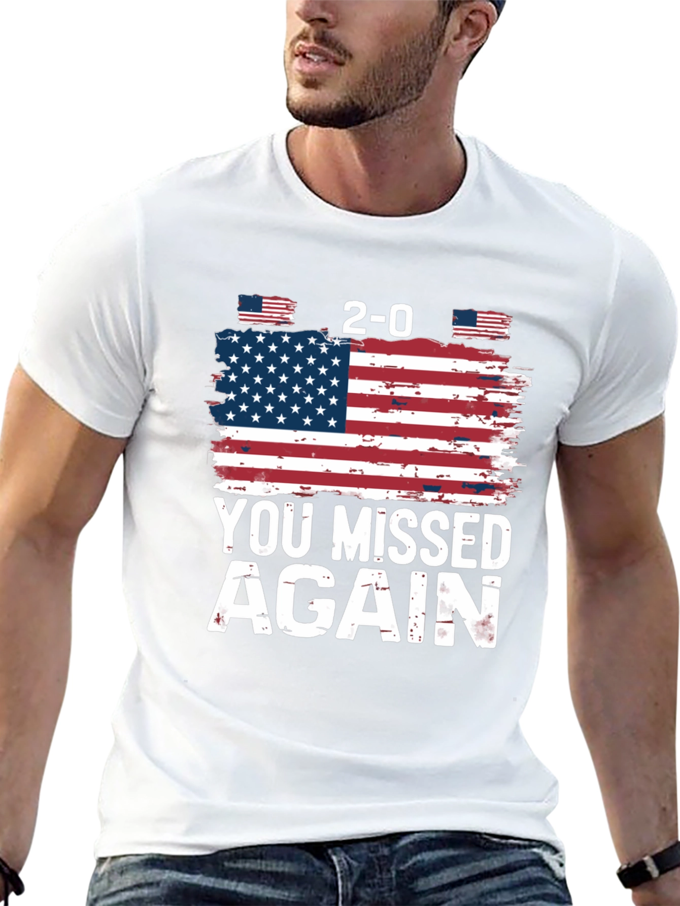 You Missed Again USA Flag Graphic T-Shirt