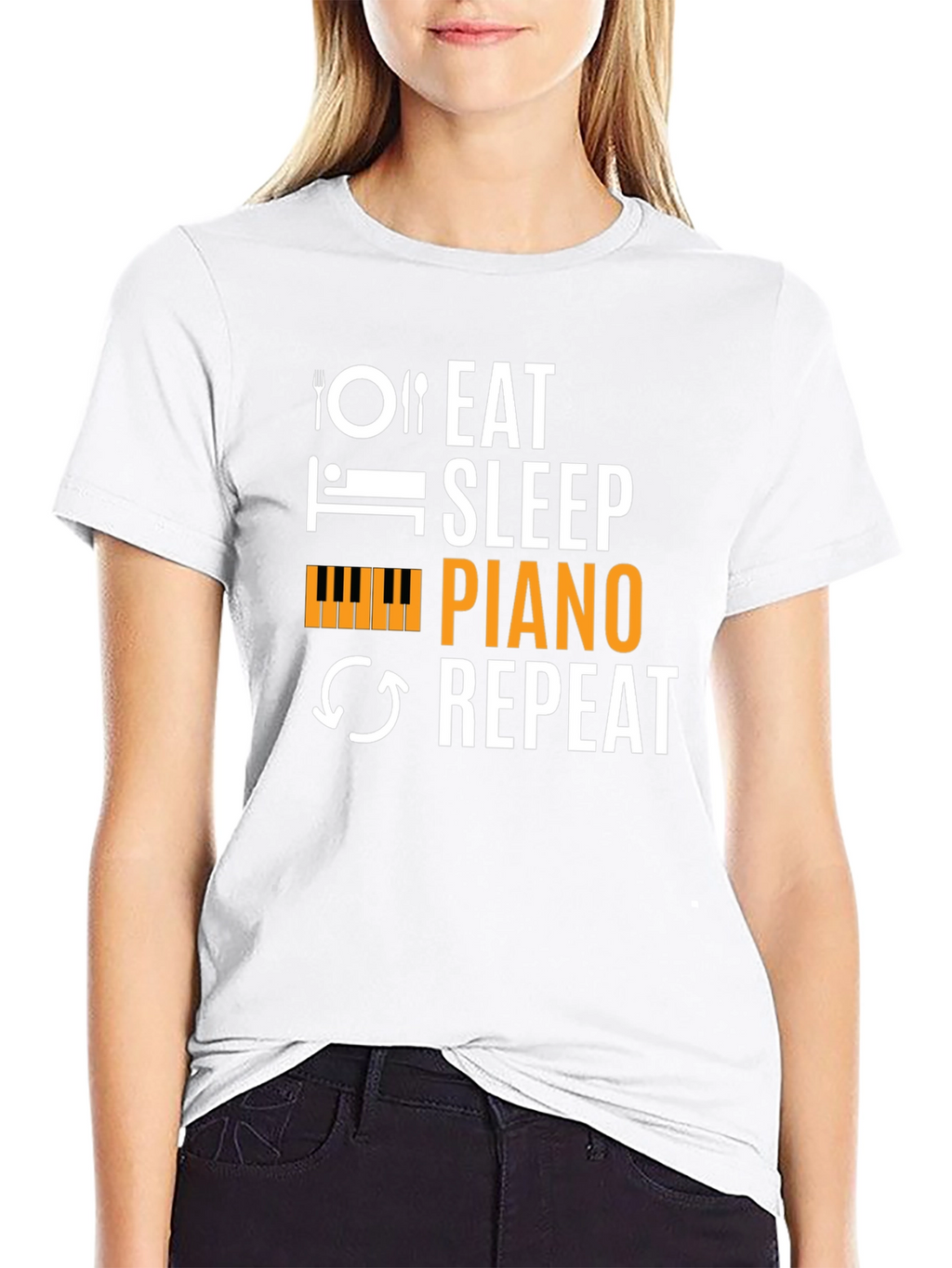 Eat Sleep Piano Repeat Black T-Shirt