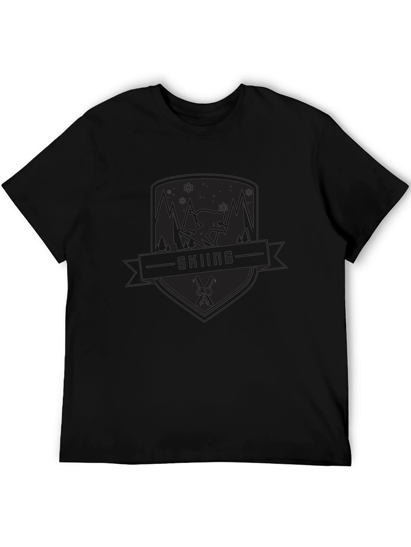 Skiing Graphic Tee - Black