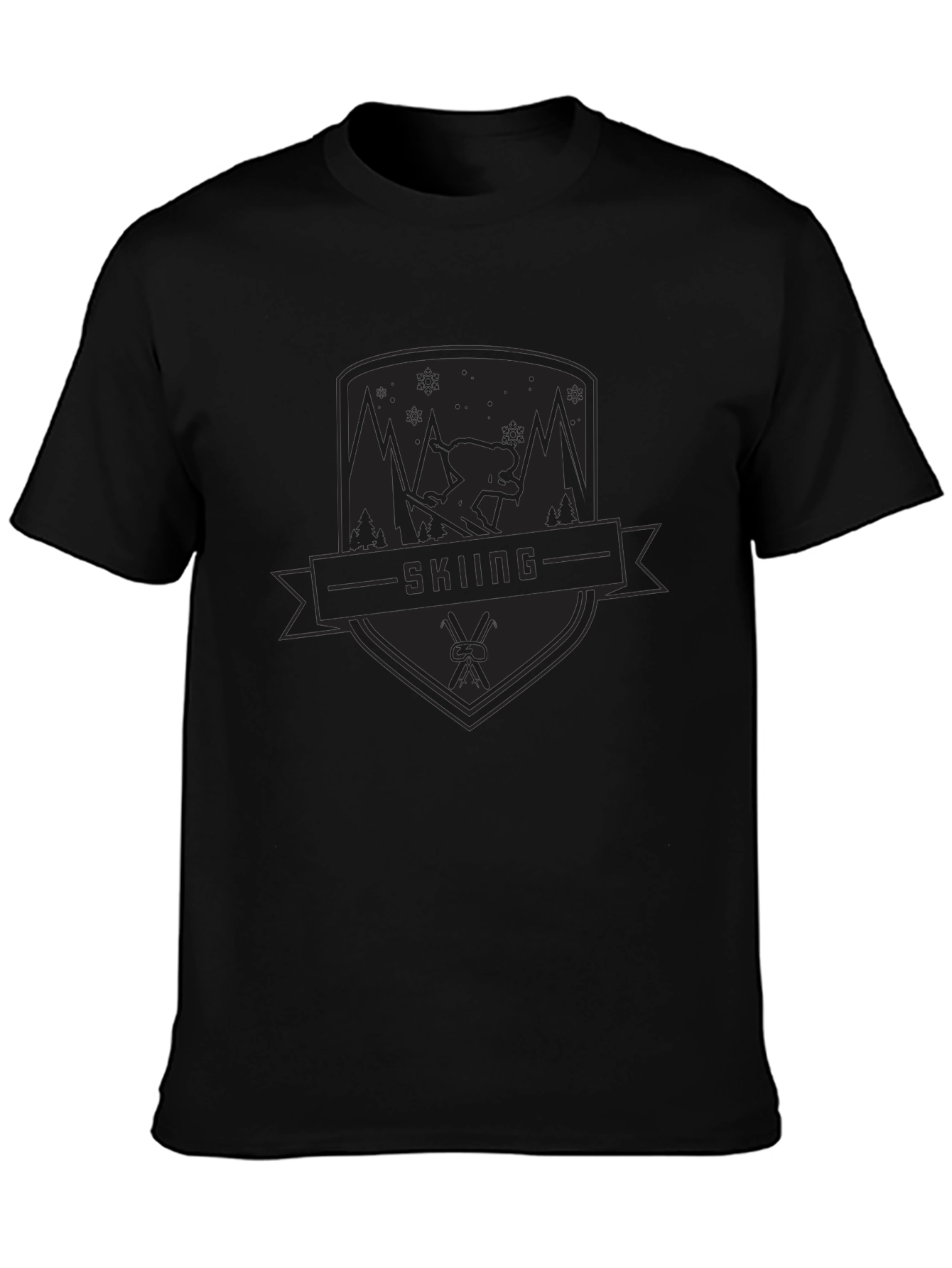 Skiing Graphic Tee - Black