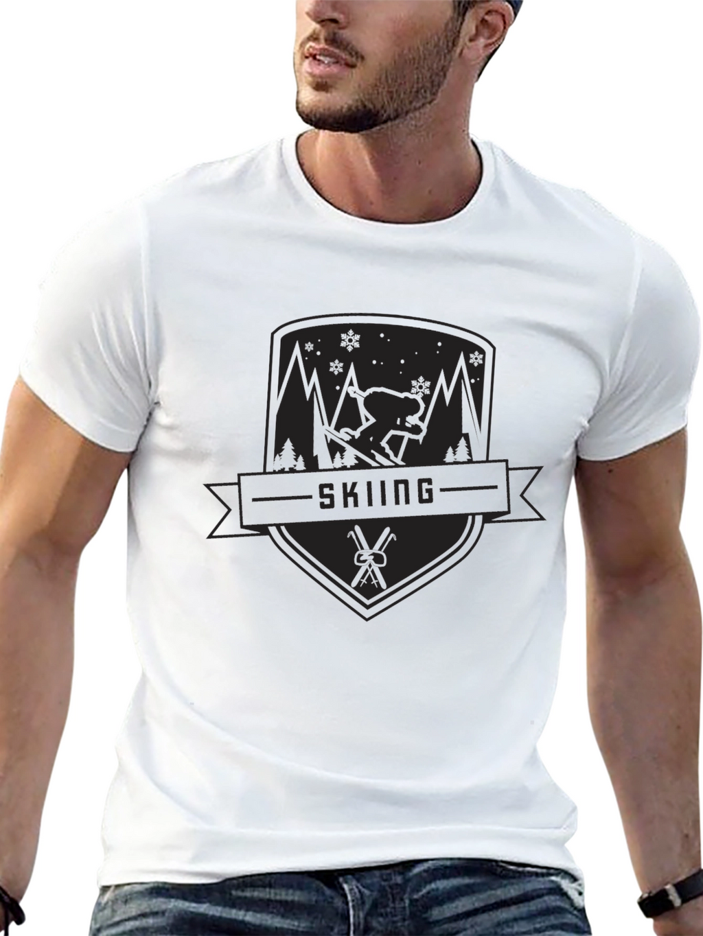 Skiing Graphic Tee - Black