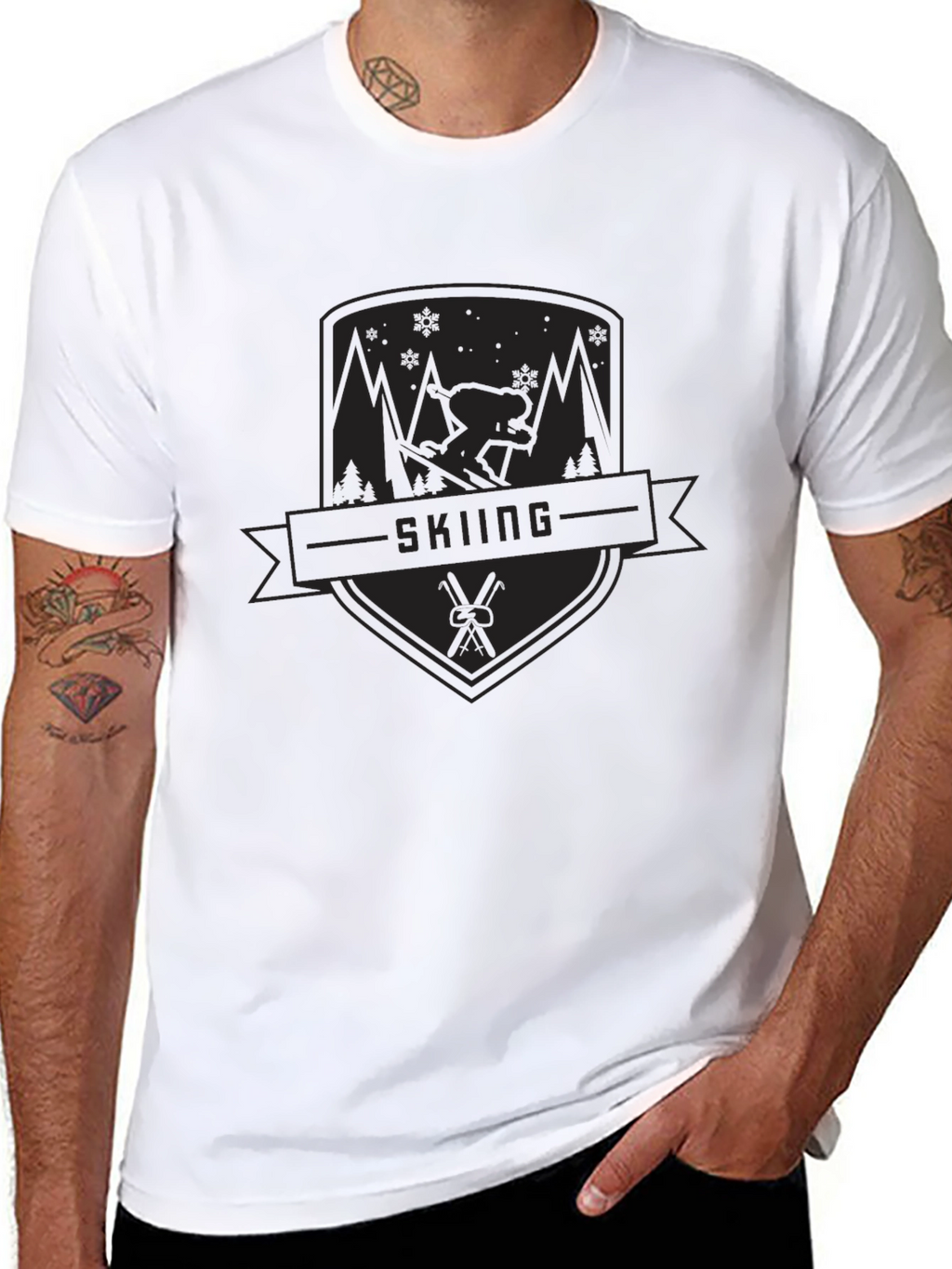 Skiing Graphic Tee - Black
