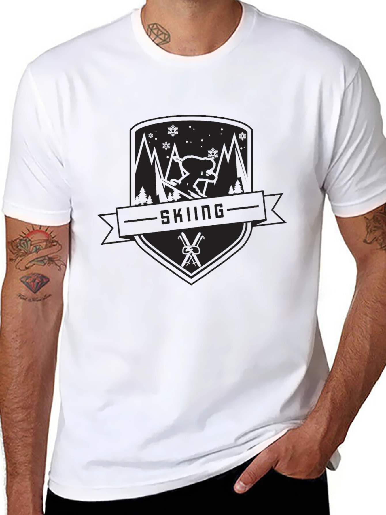 Skiing Graphic Tee - Black