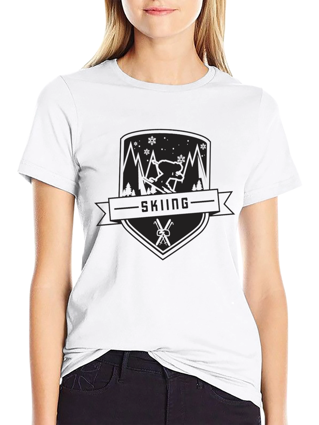 Skiing Graphic Tee - Black