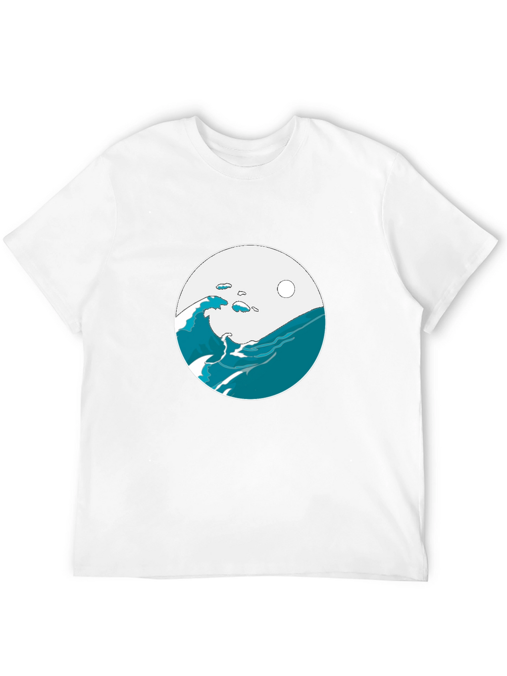 Ocean Wave Graphic Tee - Black Cotton Blend T-Shirt