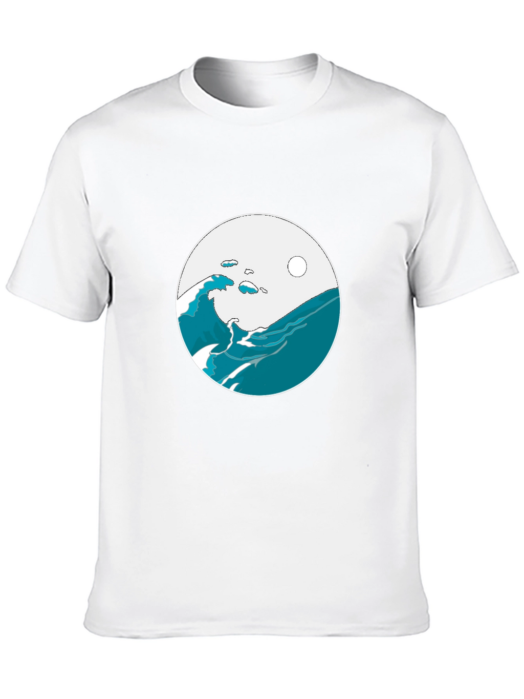 Ocean Wave Graphic Tee - Black Cotton Blend T-Shirt