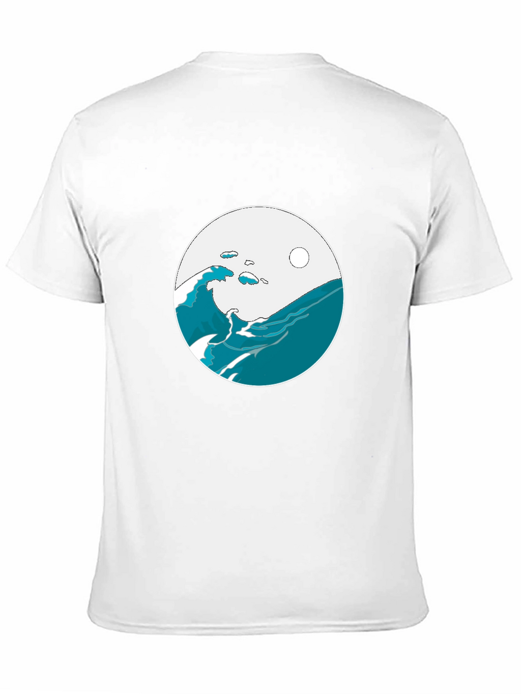 Ocean Wave Graphic Tee - Black Cotton Blend T-Shirt
