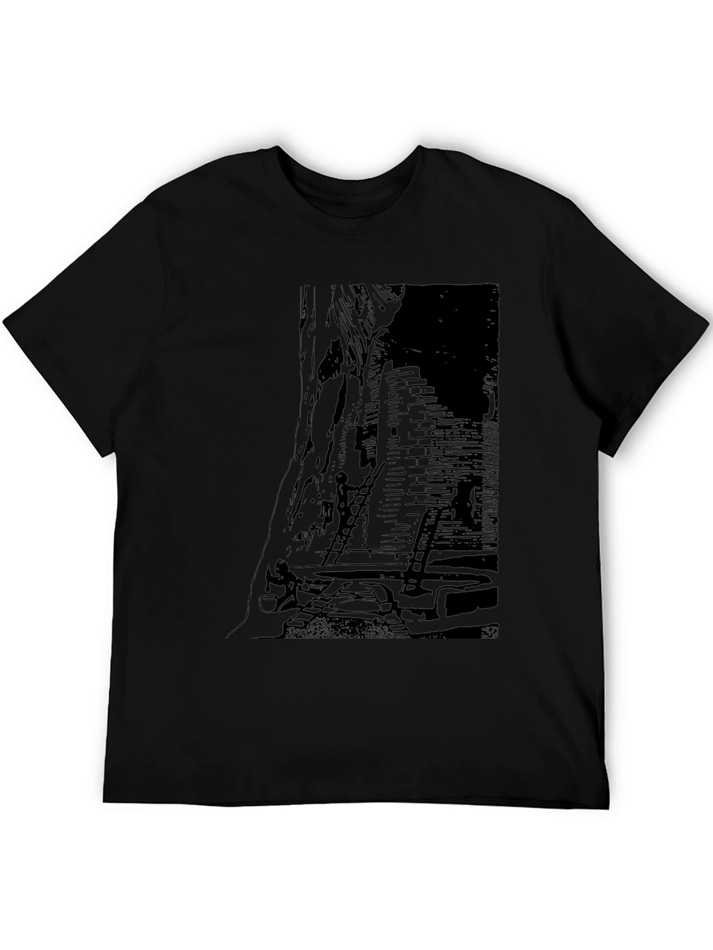 Mens Black Graphic Print T-Shirt