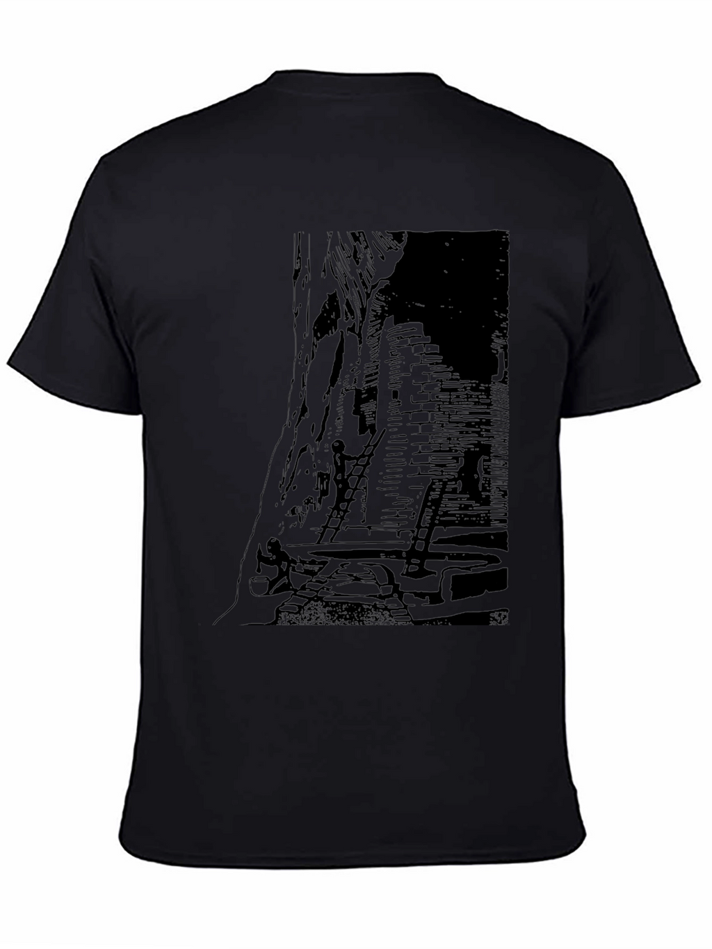 Mens Black Graphic Print T-Shirt