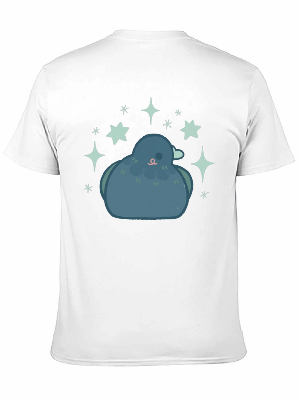 Pigeon Starry Tee - Cute Bird Graphic Black T-Shirt