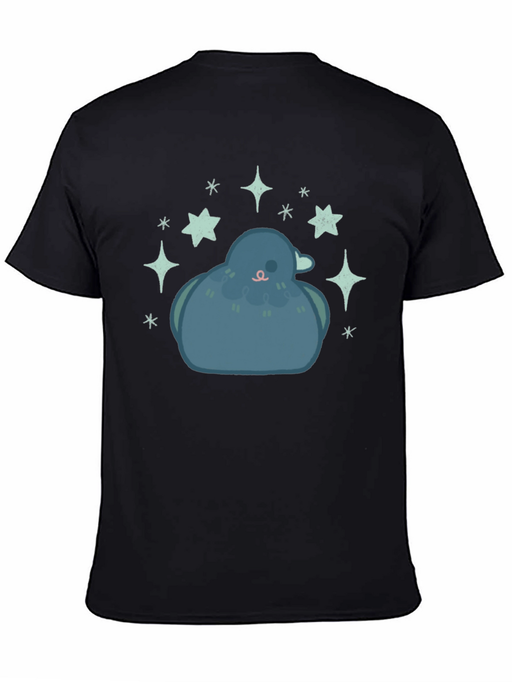 Pigeon Starry Tee - Cute Bird Graphic Black T-Shirt