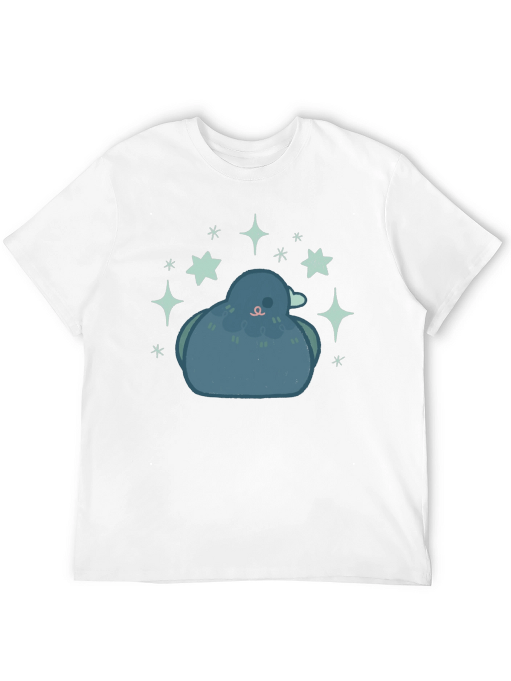 Pigeon Starry Tee - Cute Bird Graphic Black T-Shirt