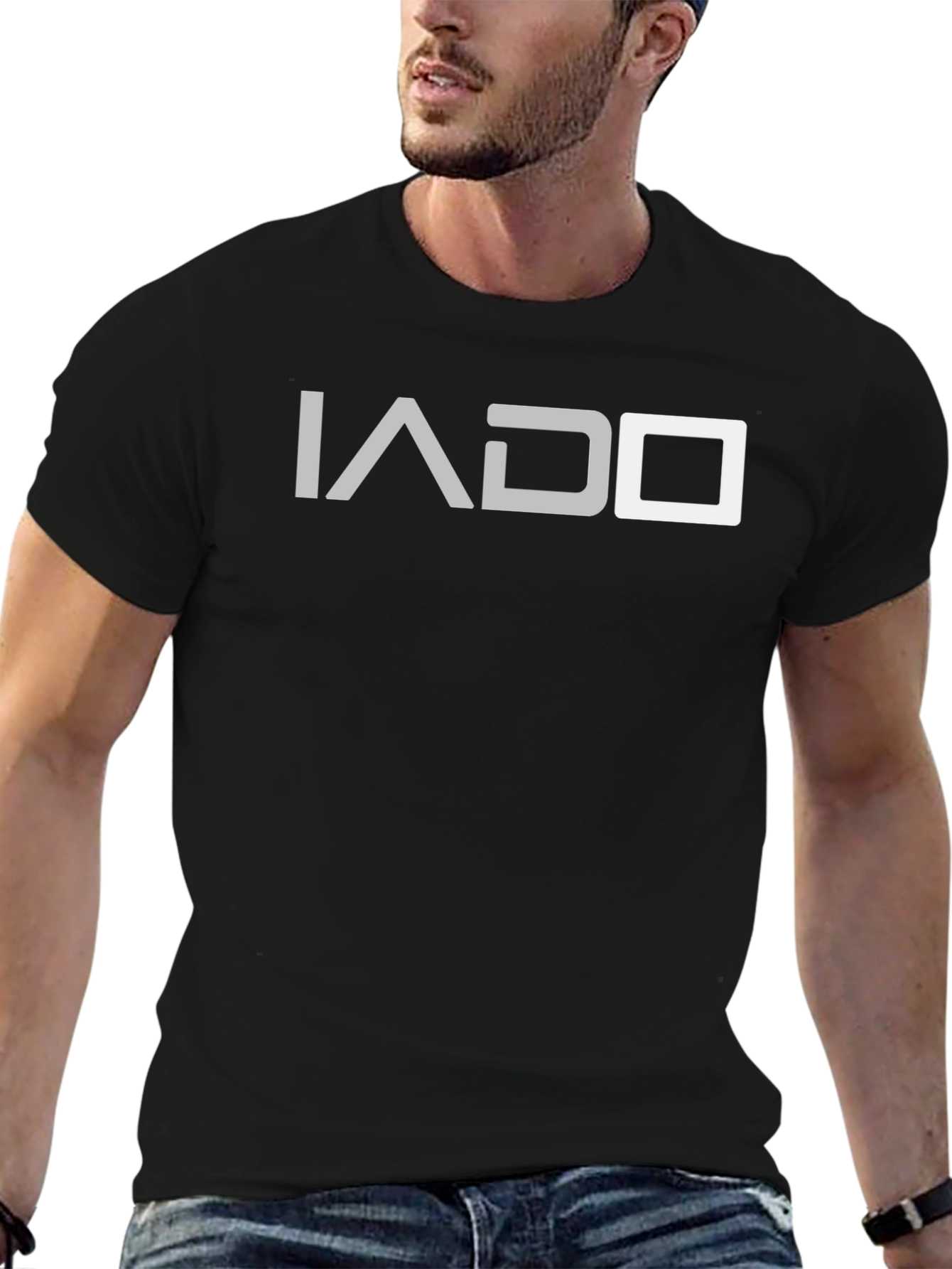 IADQ Black T-Shirt - Modern Graphic Tee
