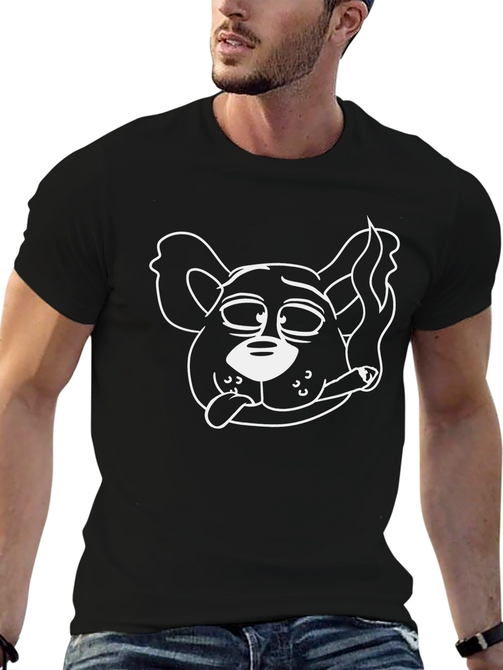 Funny Stoner Dog Graphic Tee - Black Cotton T-Shirt