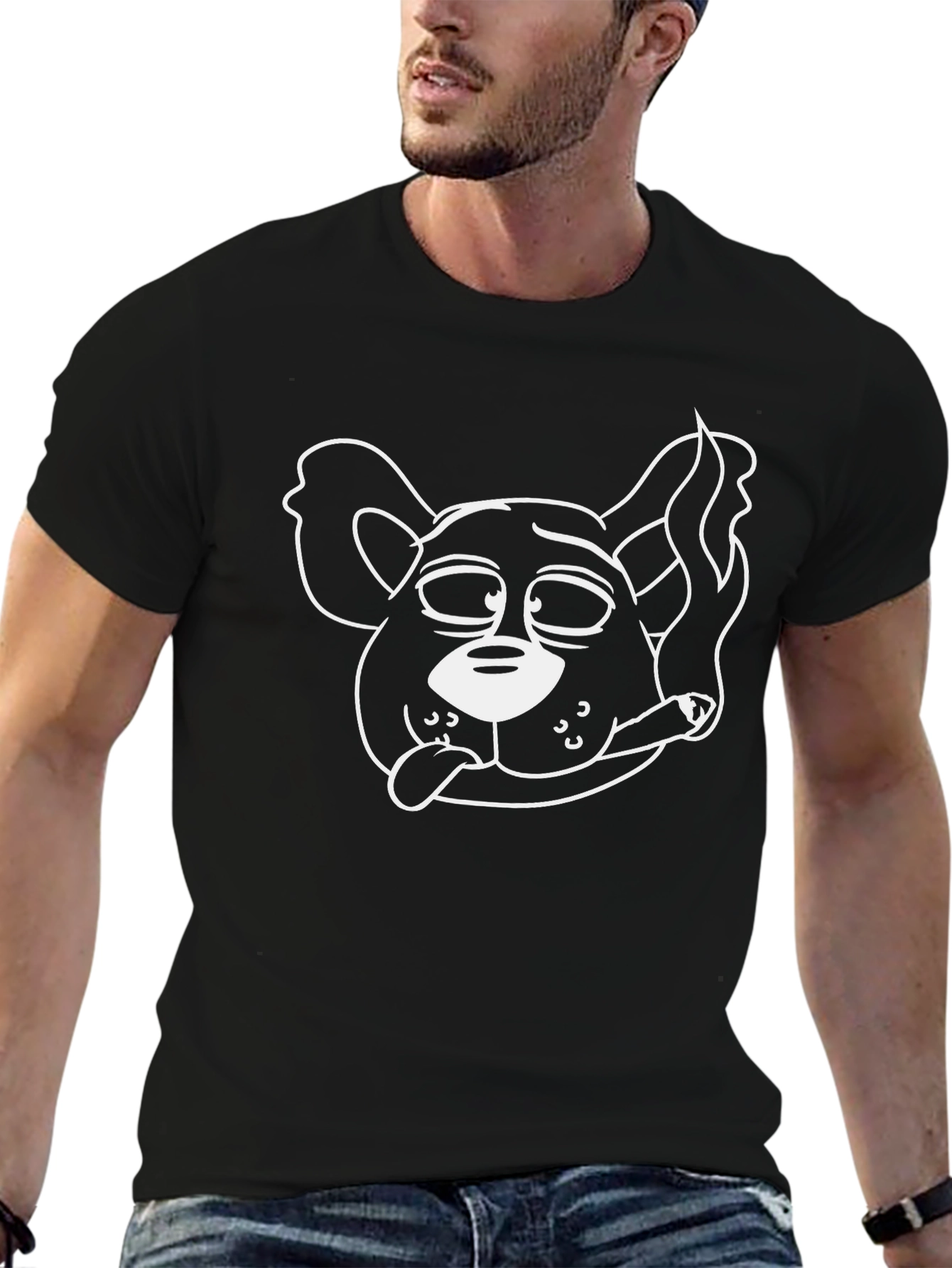 Funny Stoner Dog Graphic Tee - Black Cotton T-Shirt
