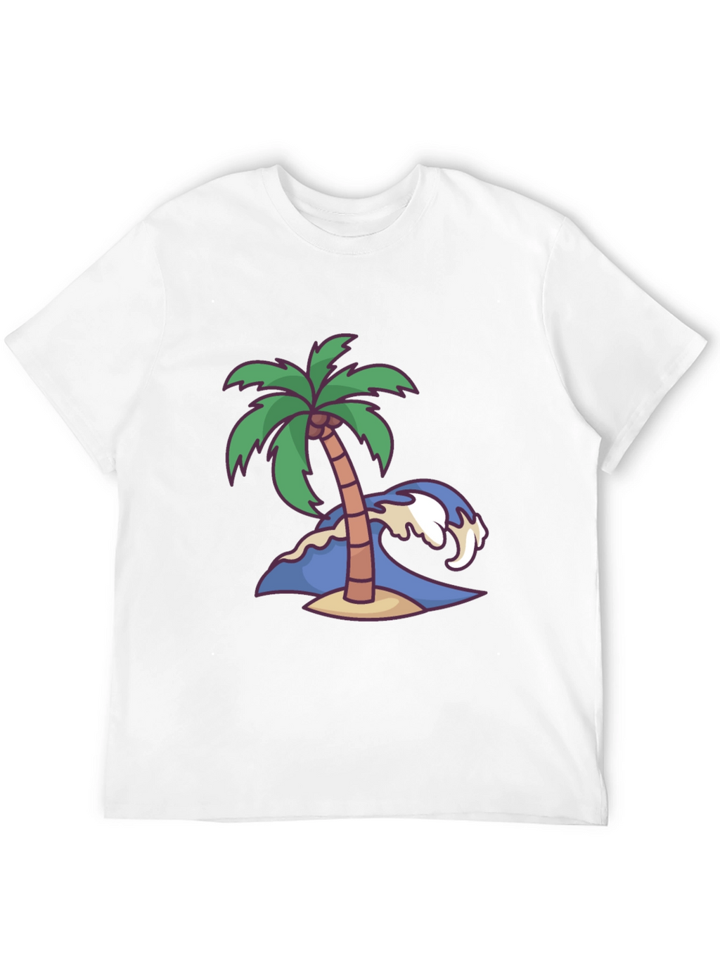 Island Vibes Tee: Palm Tree & Wave Graphic T-Shirt