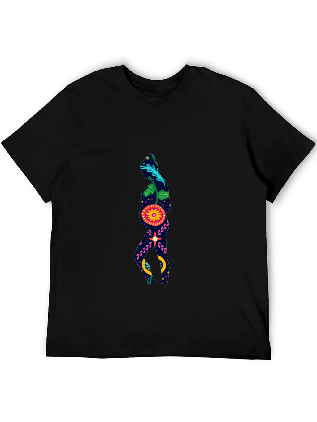 Floral Silhouette Graphic Black T-Shirt