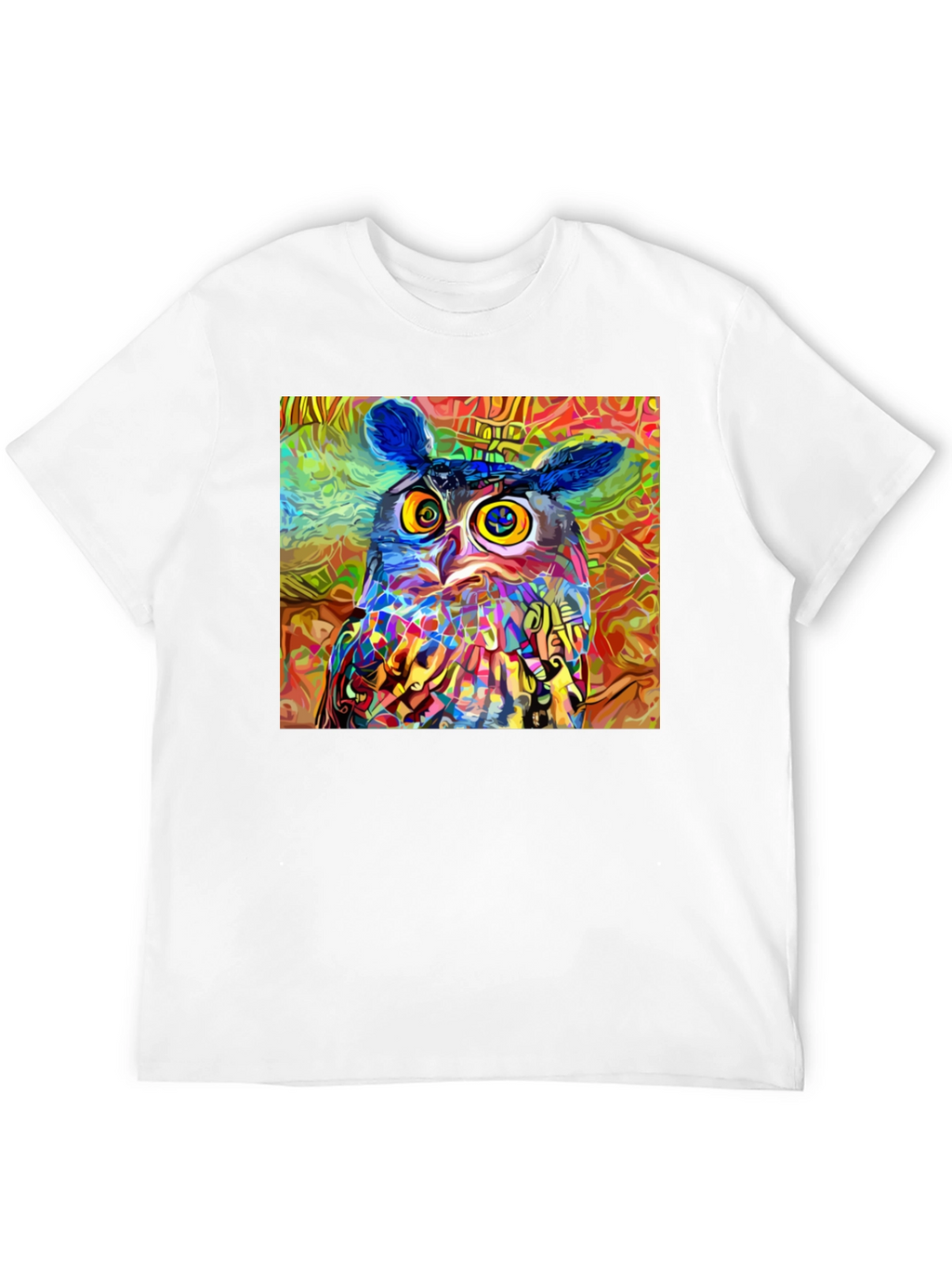 Psychedelic Owl Graphic Tee - Black Cotton Blend