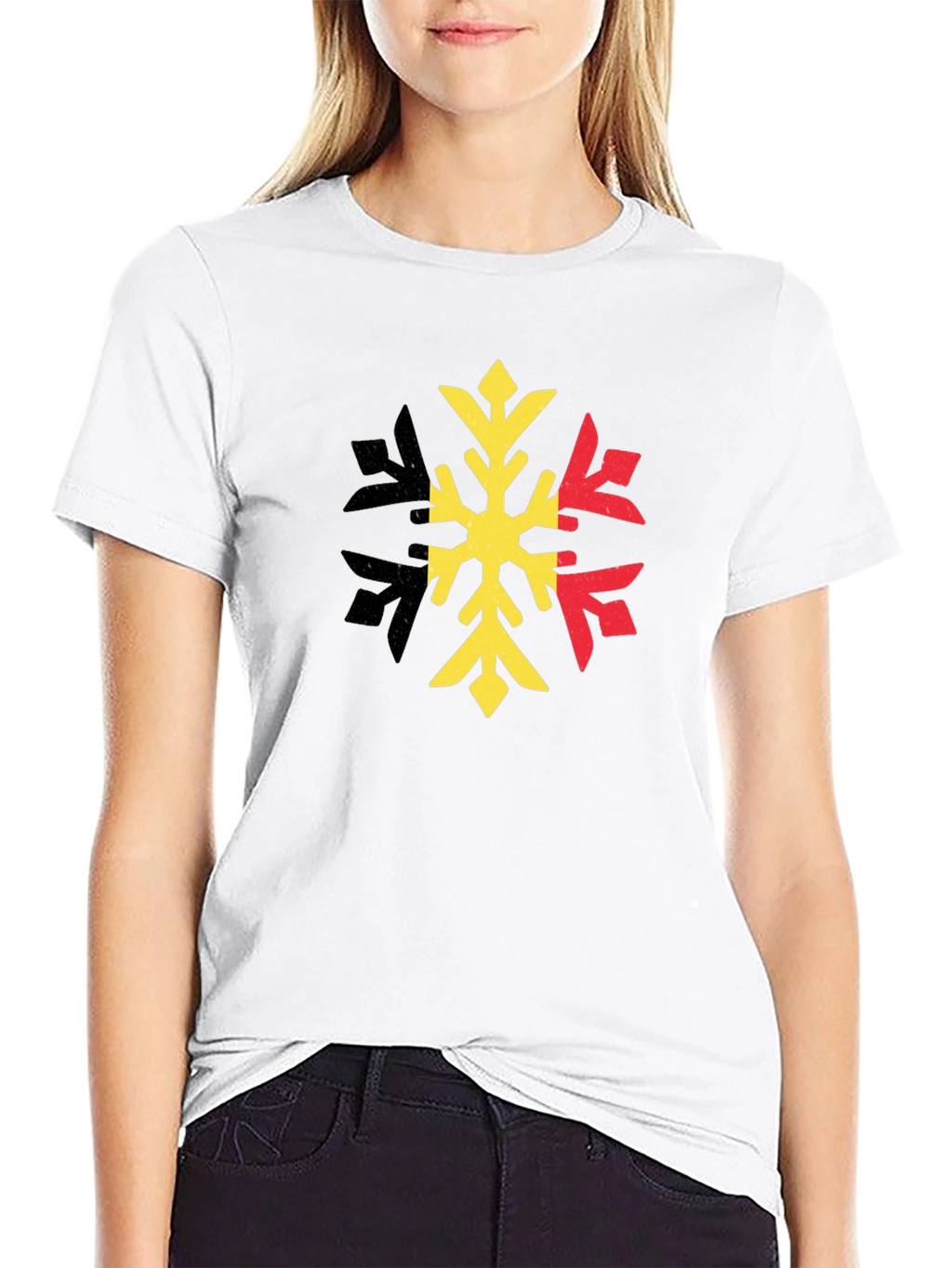 Belgium Flag Snowflake Graphic T-Shirt