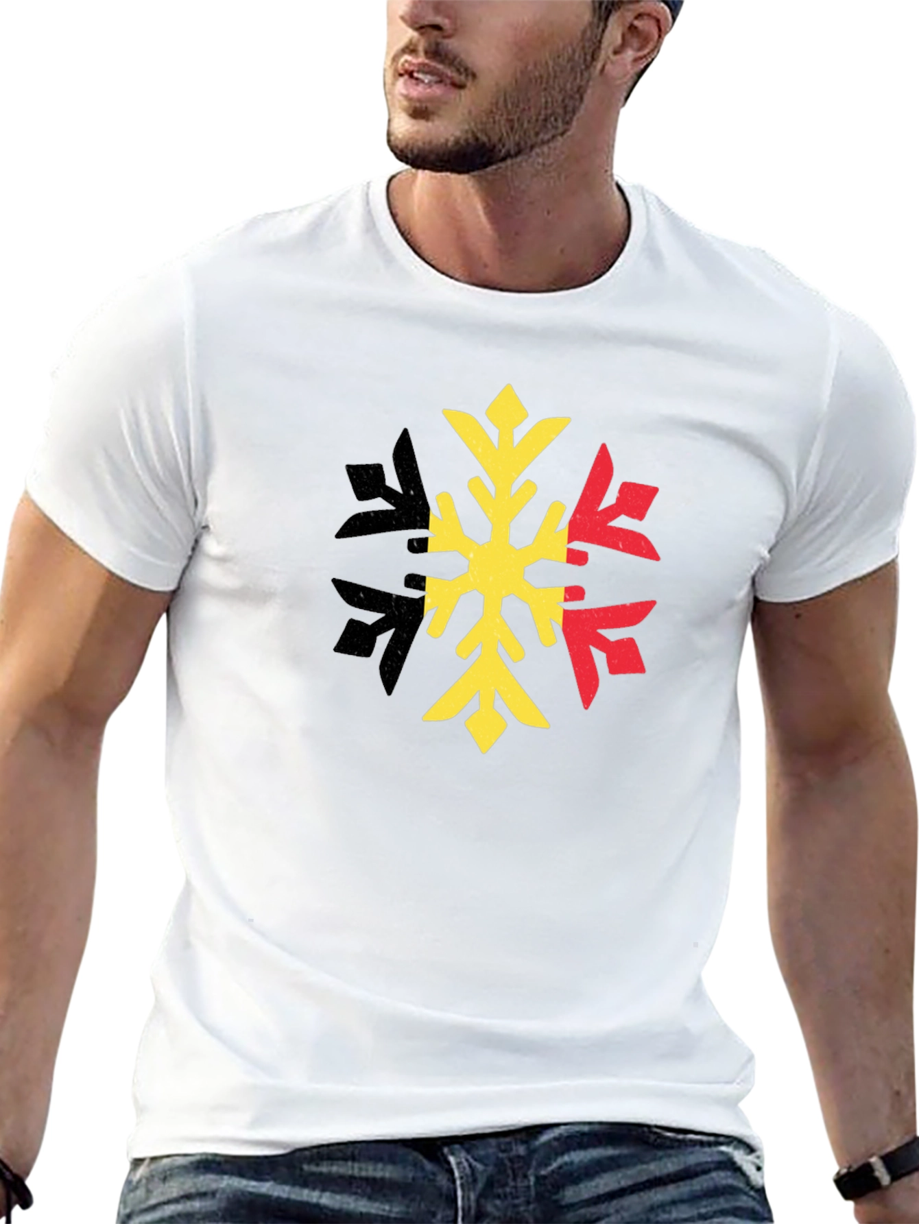 Belgium Flag Snowflake Graphic T-Shirt