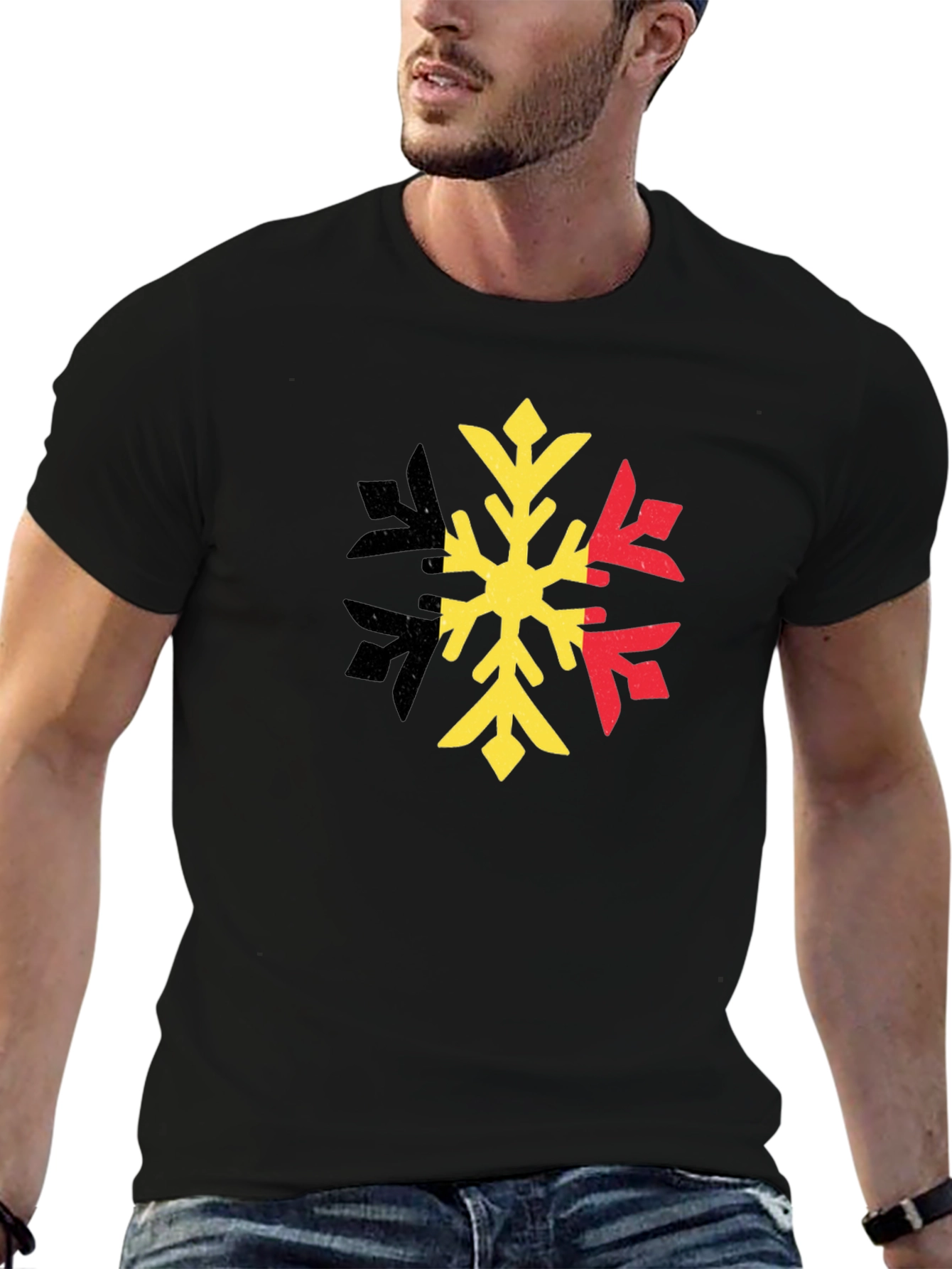 Belgium Flag Snowflake Graphic T-Shirt