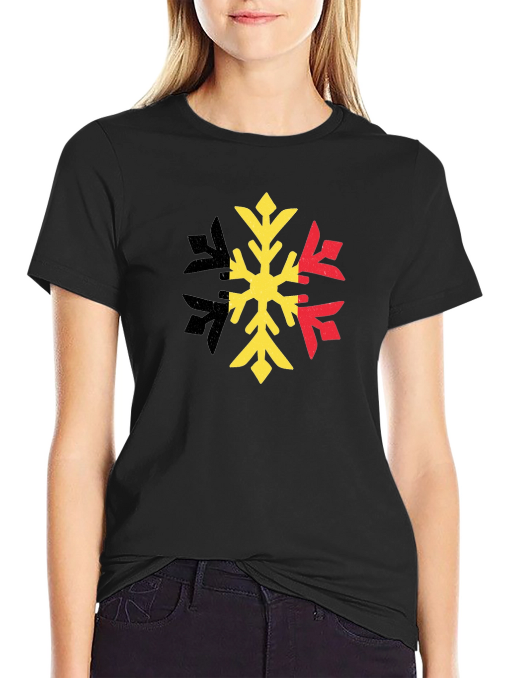Belgium Flag Snowflake Graphic T-Shirt