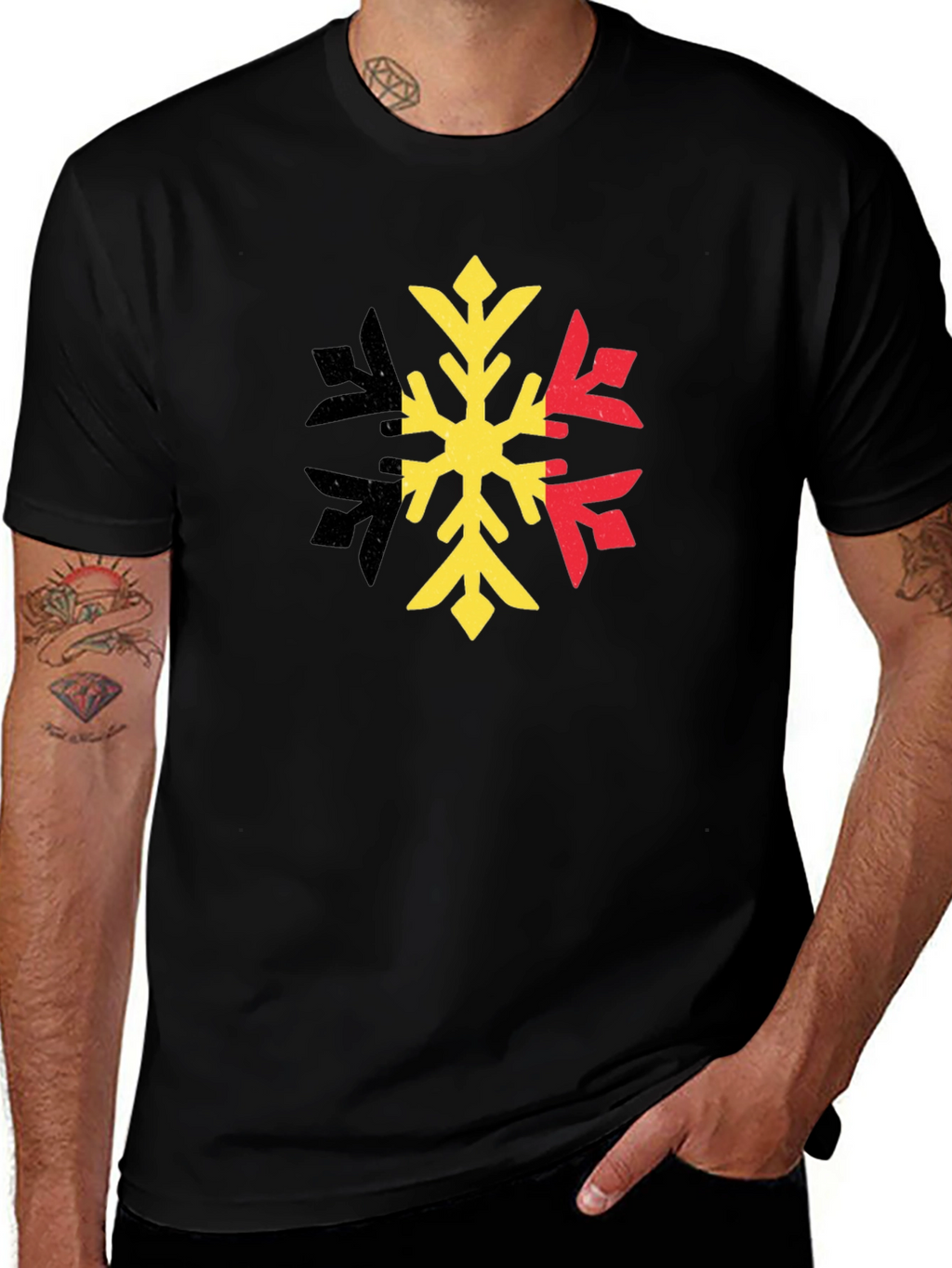 Belgium Flag Snowflake Graphic T-Shirt